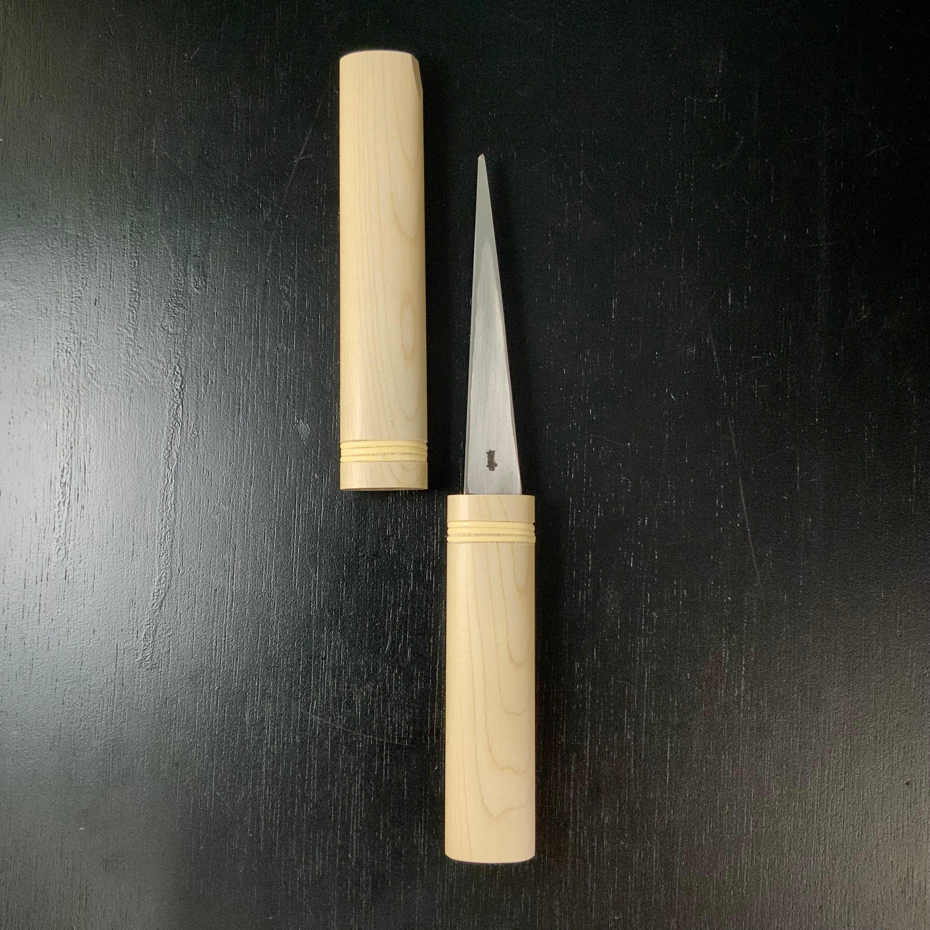 Yoshihide Sakamitsu Kuri Kokatana Left (Carving knife) with white steel  吉秀 三代坂光作  繰小刀 左 120mm