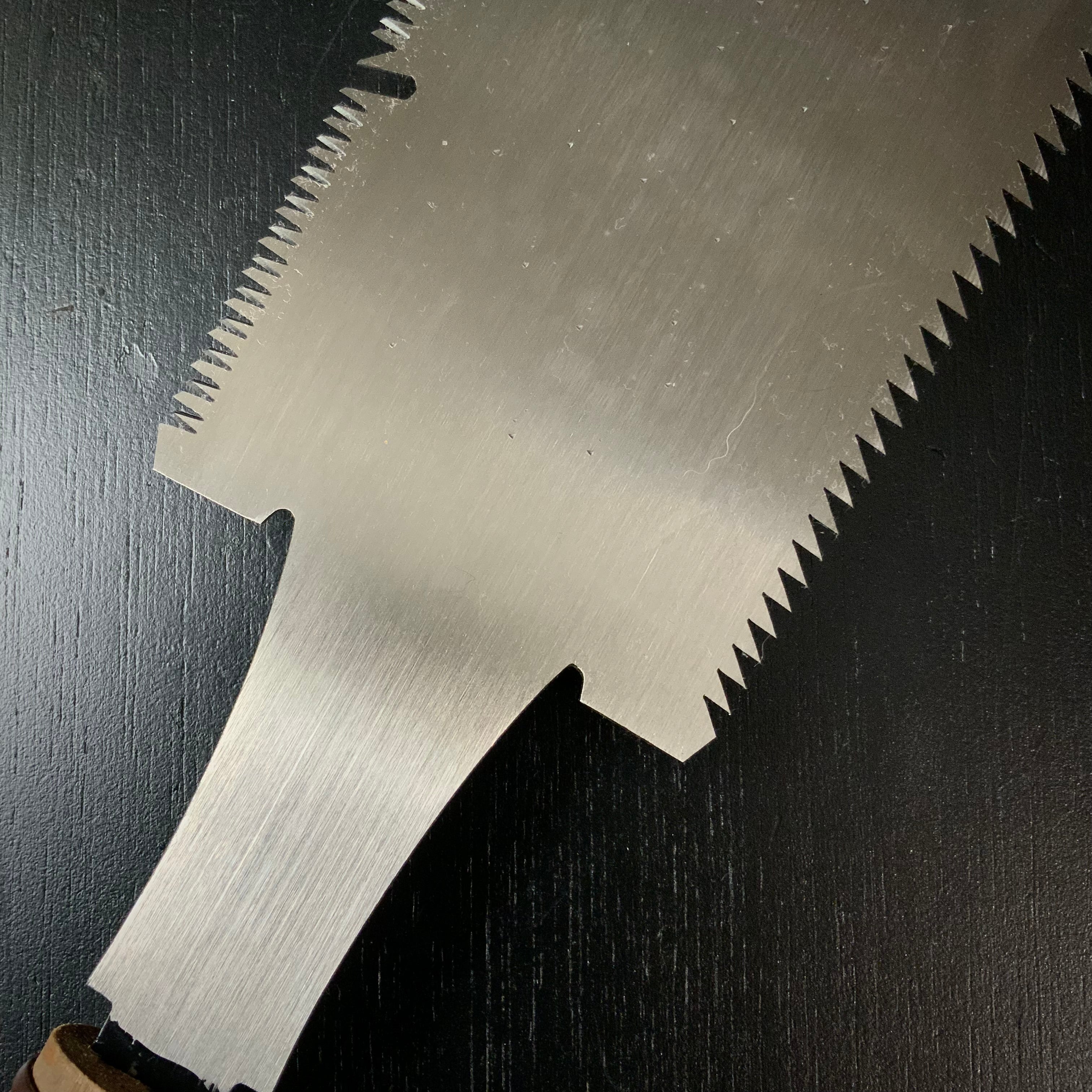 #140 Ready to use! Nagakatsu Noko with Eddy Type Handles set by Kurashige For Soft Wood 長勝鋸 渦巻き柄 両刃鋸 270mm