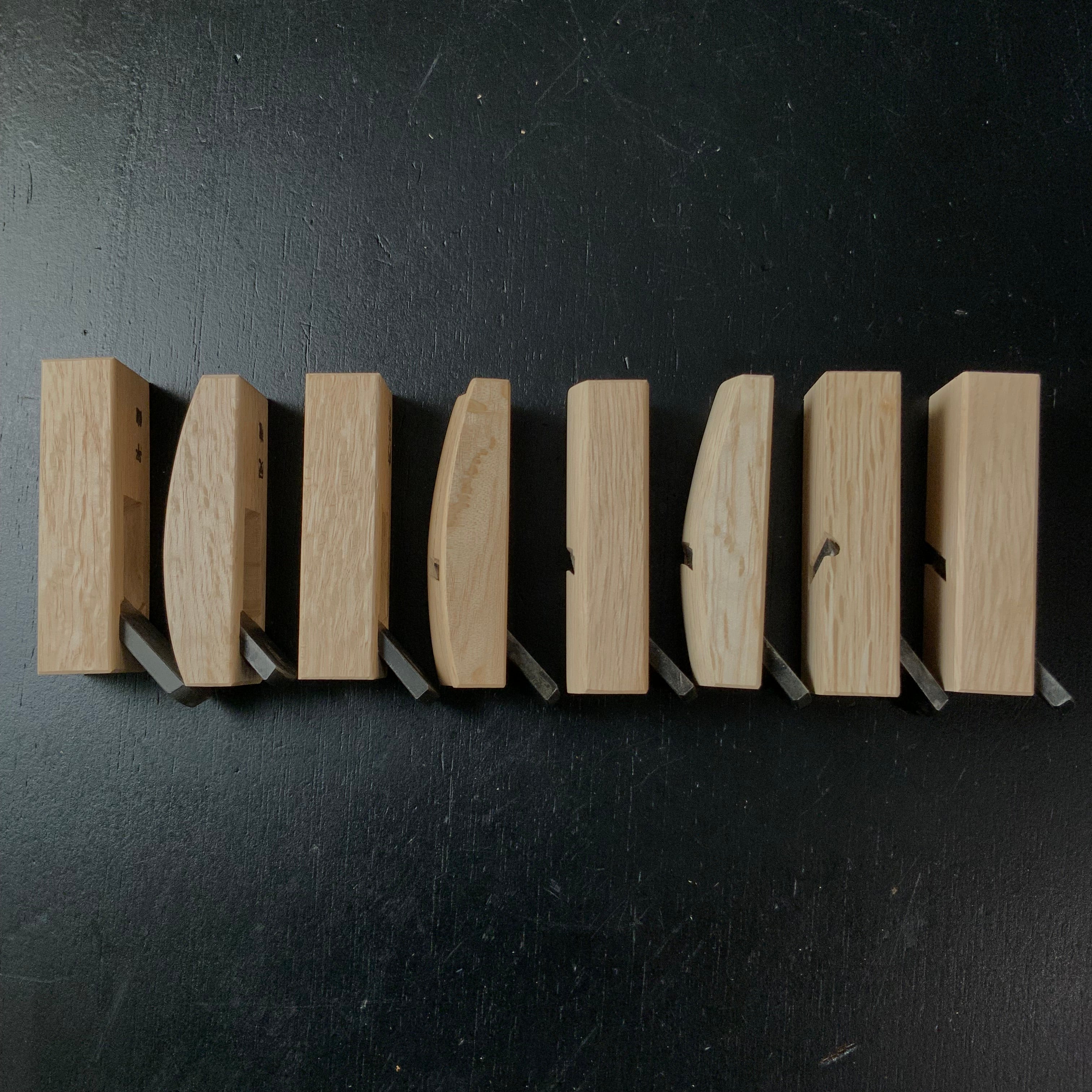 Old stock Kouetsu Mini Plane set (x8 planes) with White steel 掘出し物 広悦 細工組鉋 18mm (八本組)