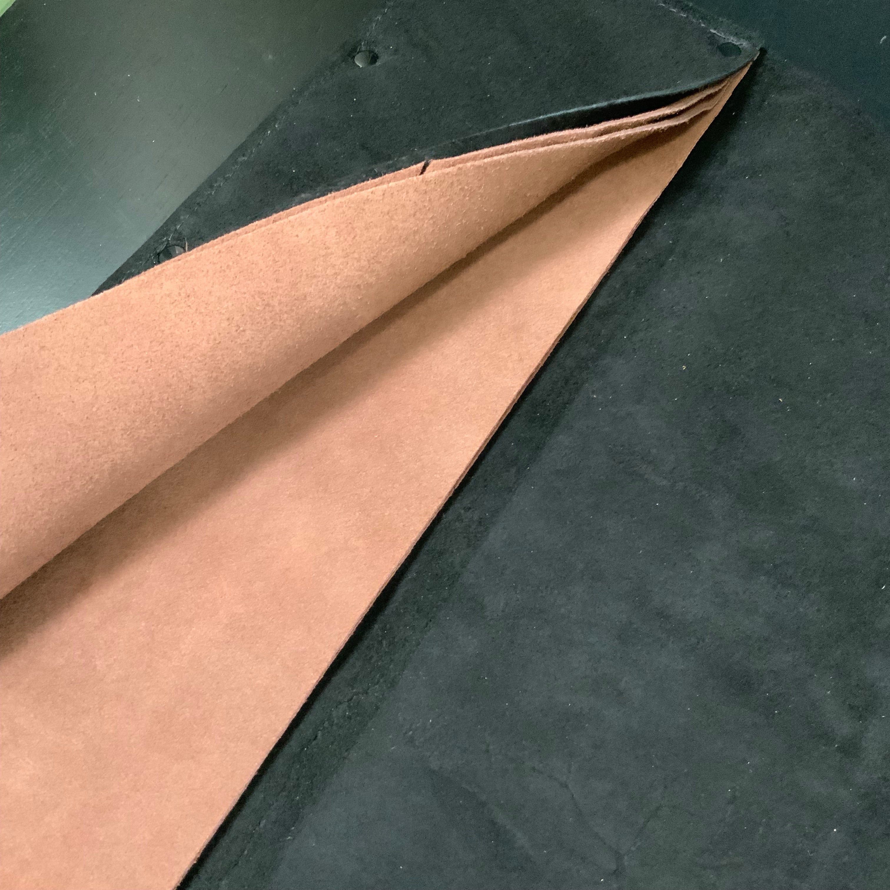 Daido Nubuck leather black sawing, 5 pieces of tip-cut inner floor leather with leather strap 大道 ヌバック革黒鋸巻 先カット内床革5枚 革紐付き