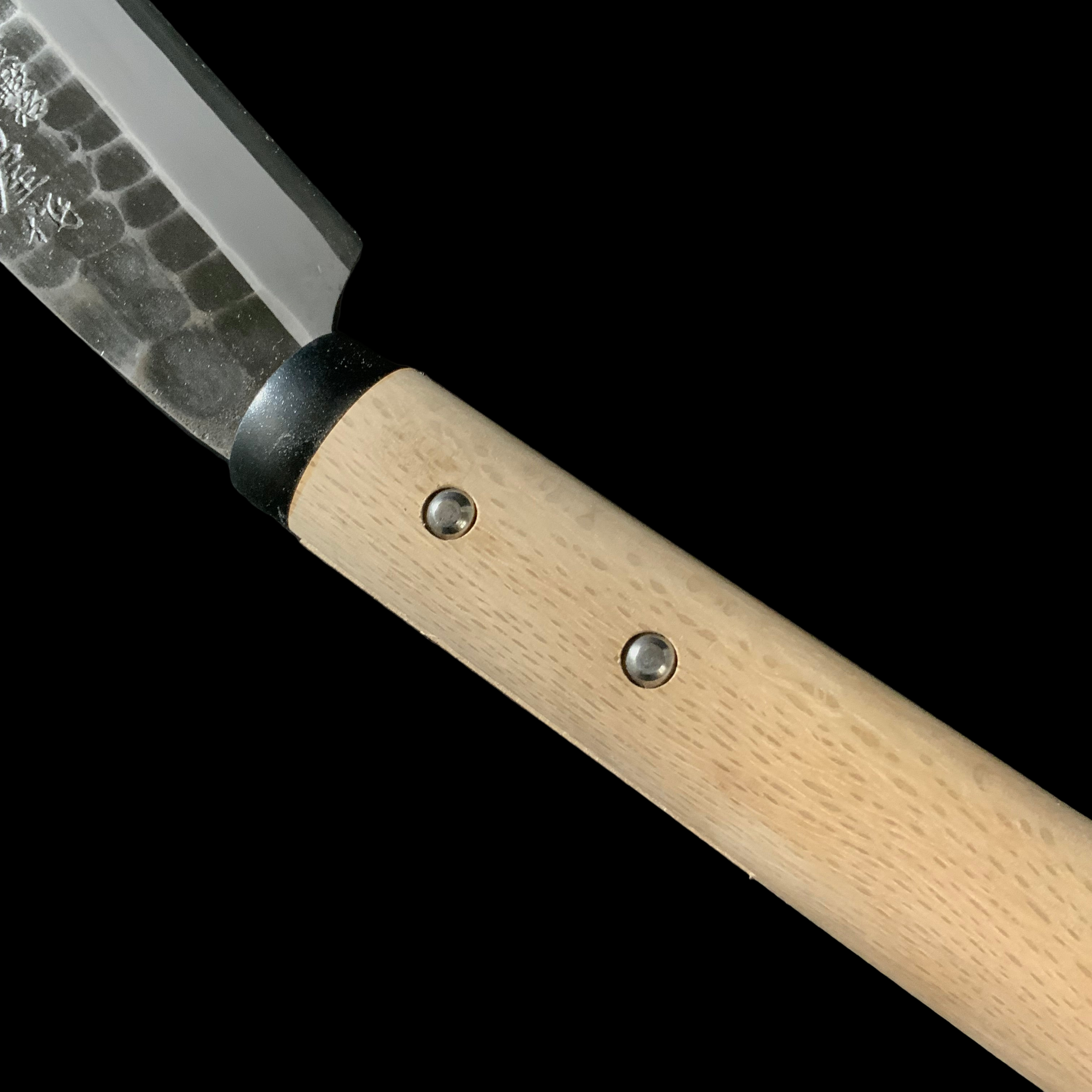 Ajikataya Double edged Nata by HinoUra Tsukasa Right hand 味方屋作 鉈 片刃 磨き仕上げ 右 195mm