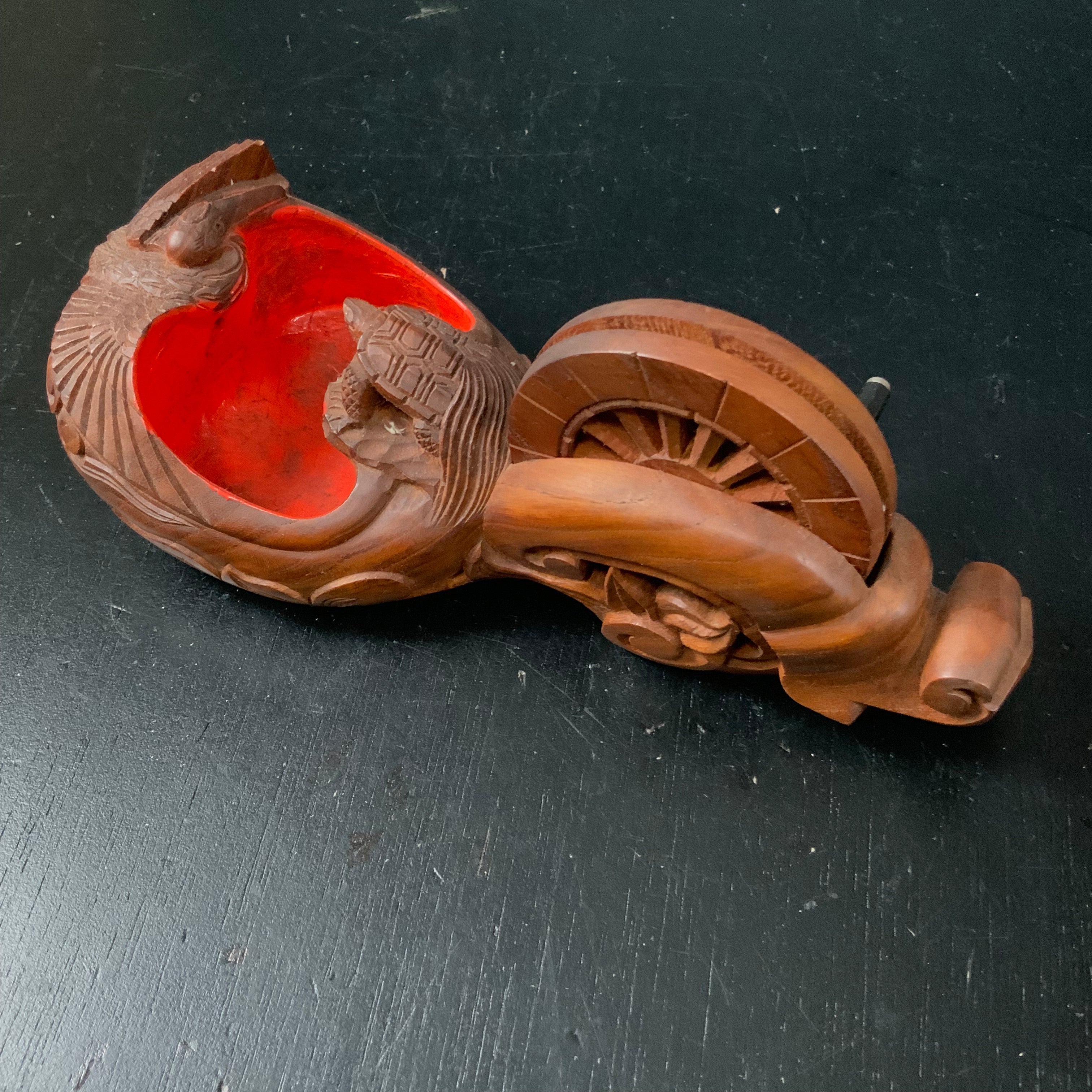 #ST55 Japanese Carpenter Ink Pot Traditional Measuring Tools Sumitsubo by Tsuboaki 坪昭作 墨壺 欅 200mm