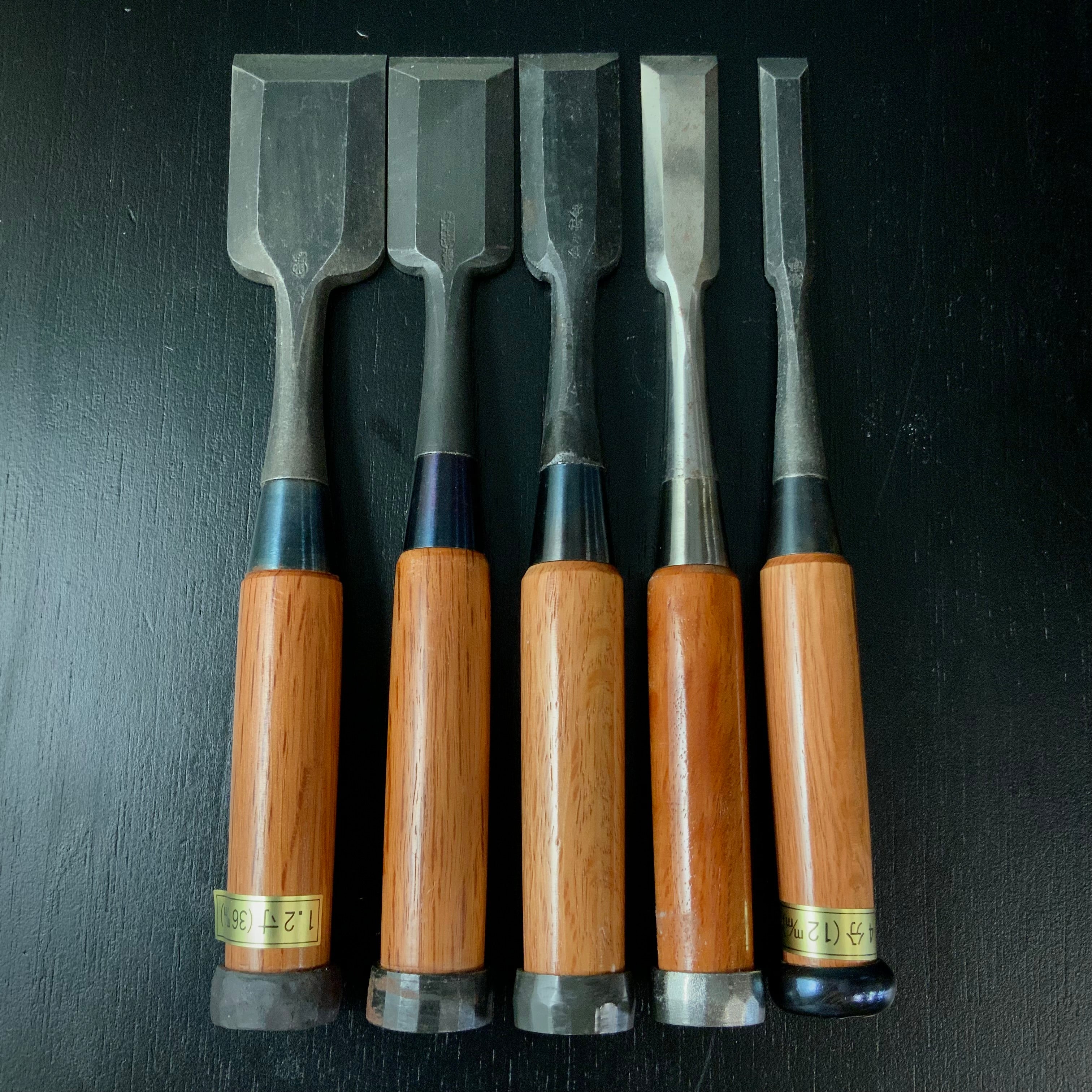 #M168 Mixed Bench chisels set by unknown バラ鑿合わせ 追入組鑿 5本組 作者不明