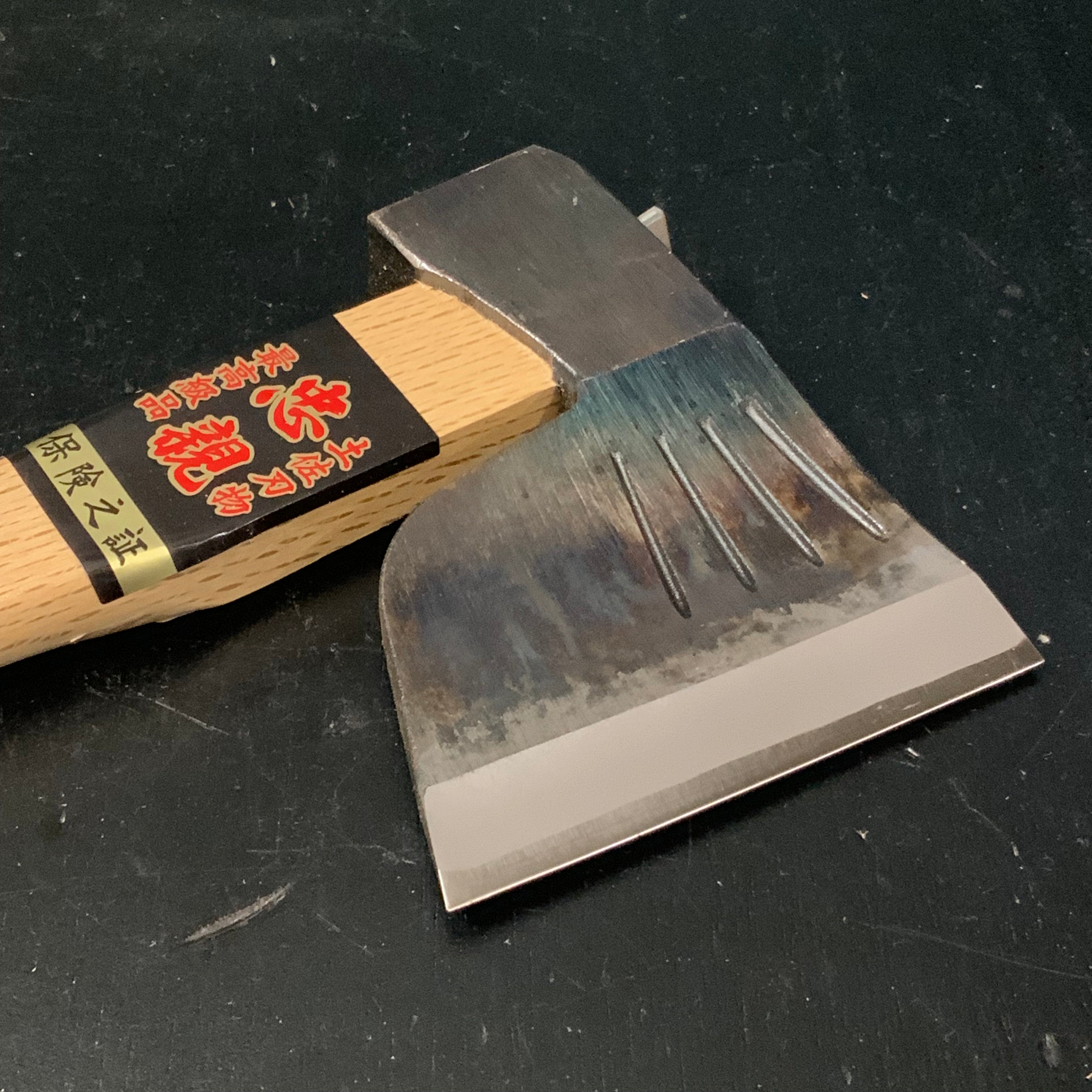 Japanese Carpenter's Axe by Tadachika with Blue steel Masakari 100mm 土佐刃物 忠親作 青紙鋼 鞘付 大工鉞 100mm