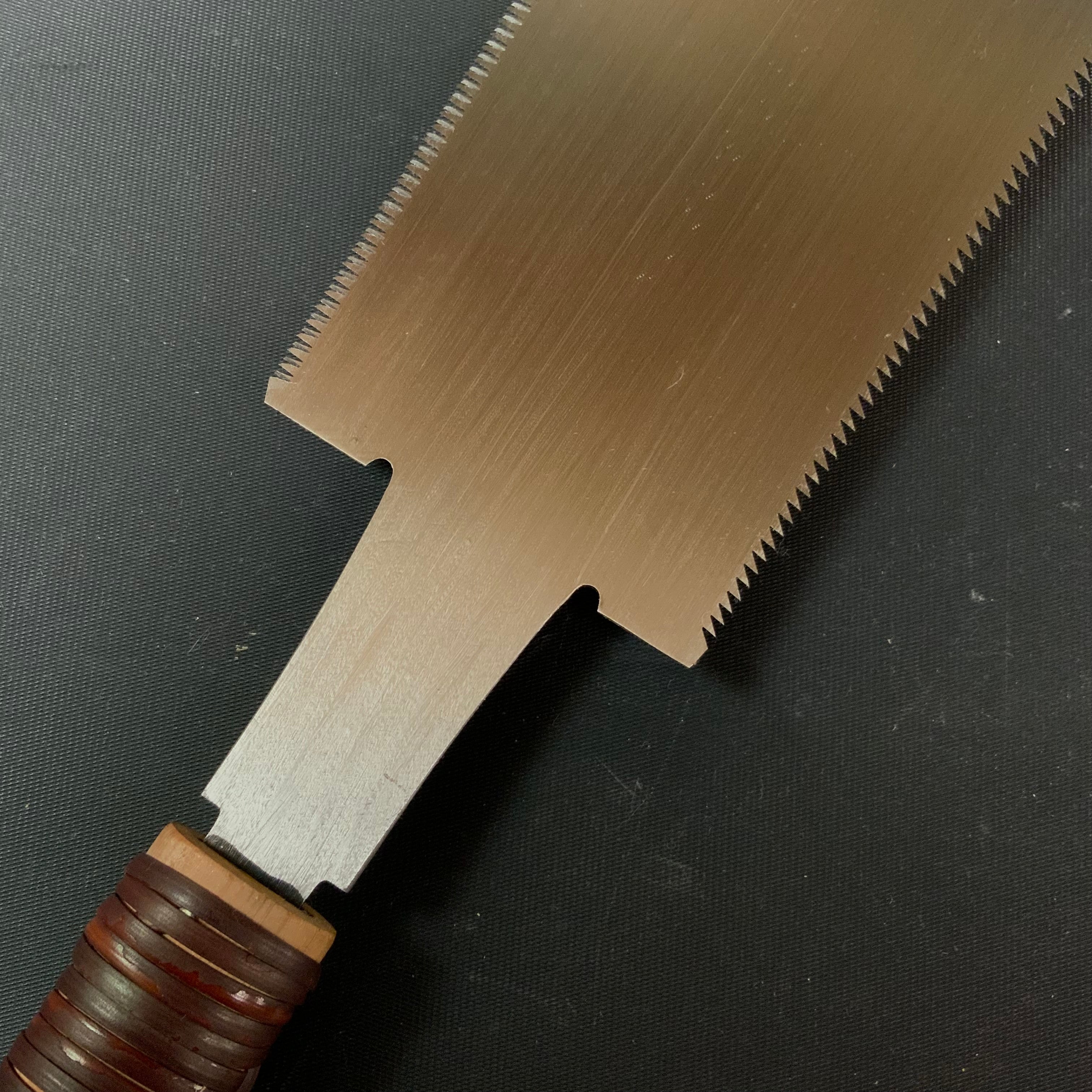 #R39 Ready to use! Old stock Double Edge Saw with Eddy Type Handles set by Kurashige 直ぐ使い 倉重栄助 目立 渦巻き柄 両刃鋸 210mm