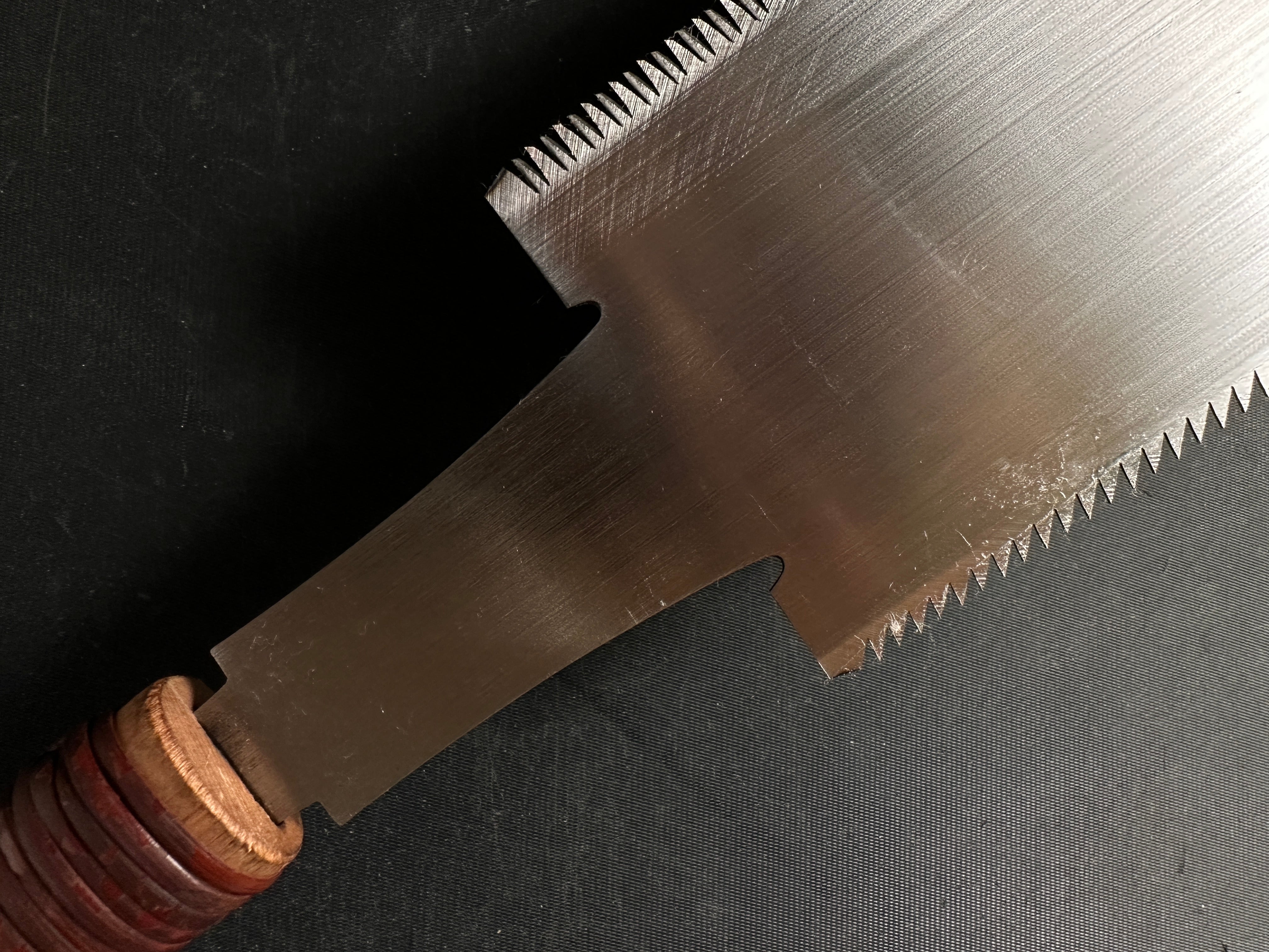 #R5 Ready to use! Old stock Double Edge (Ryoba) Saw with Eddy Type Handles set by Kurashige 直ぐ使い 倉重栄助氏目立 渦巻き柄 両刃鋸 300mm