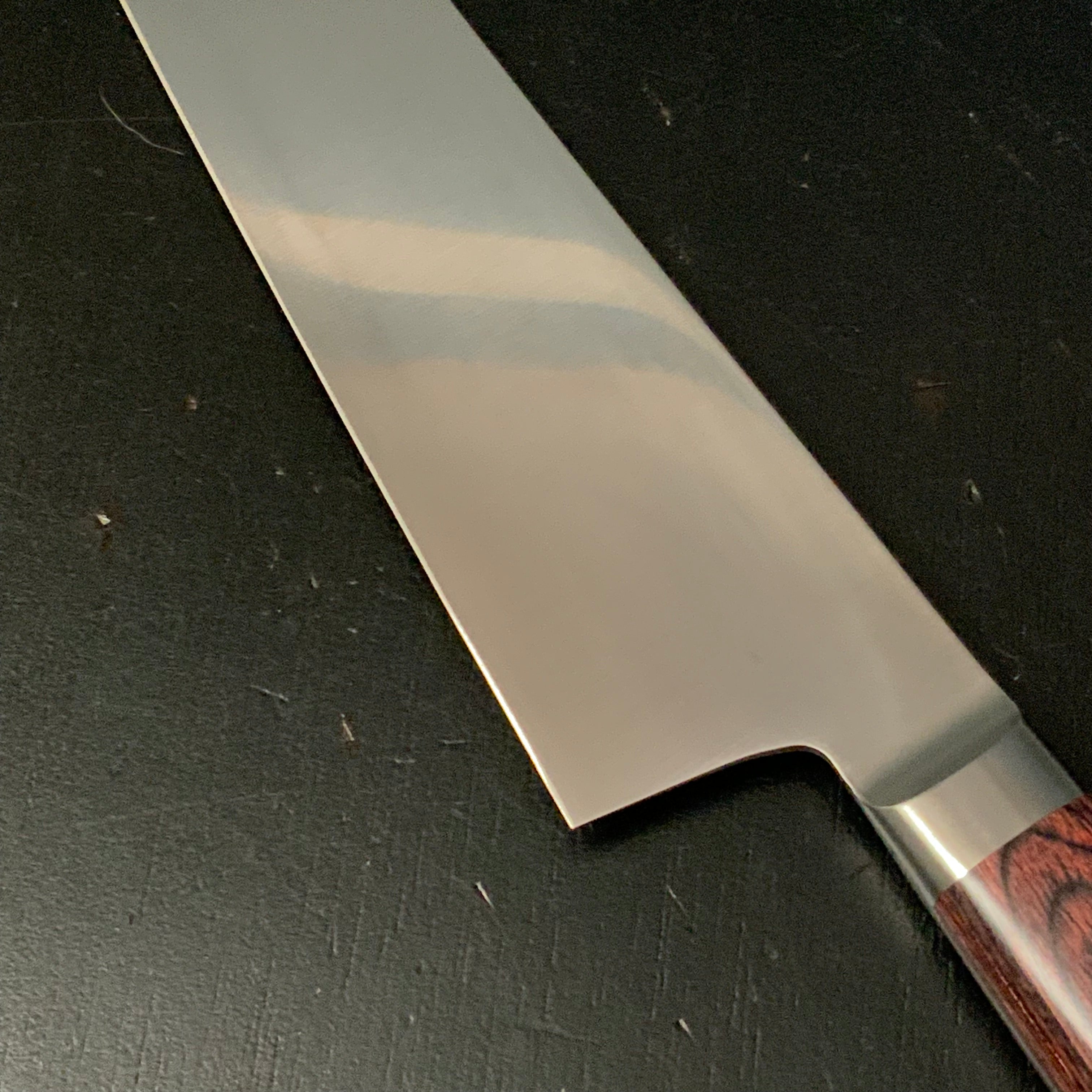 兼元作 切付三徳包丁 モリブデン鋼 マホガニ柄 195mm Kanemoto Kiritsuke Santoku with molybdenum steel Mahogany pattern