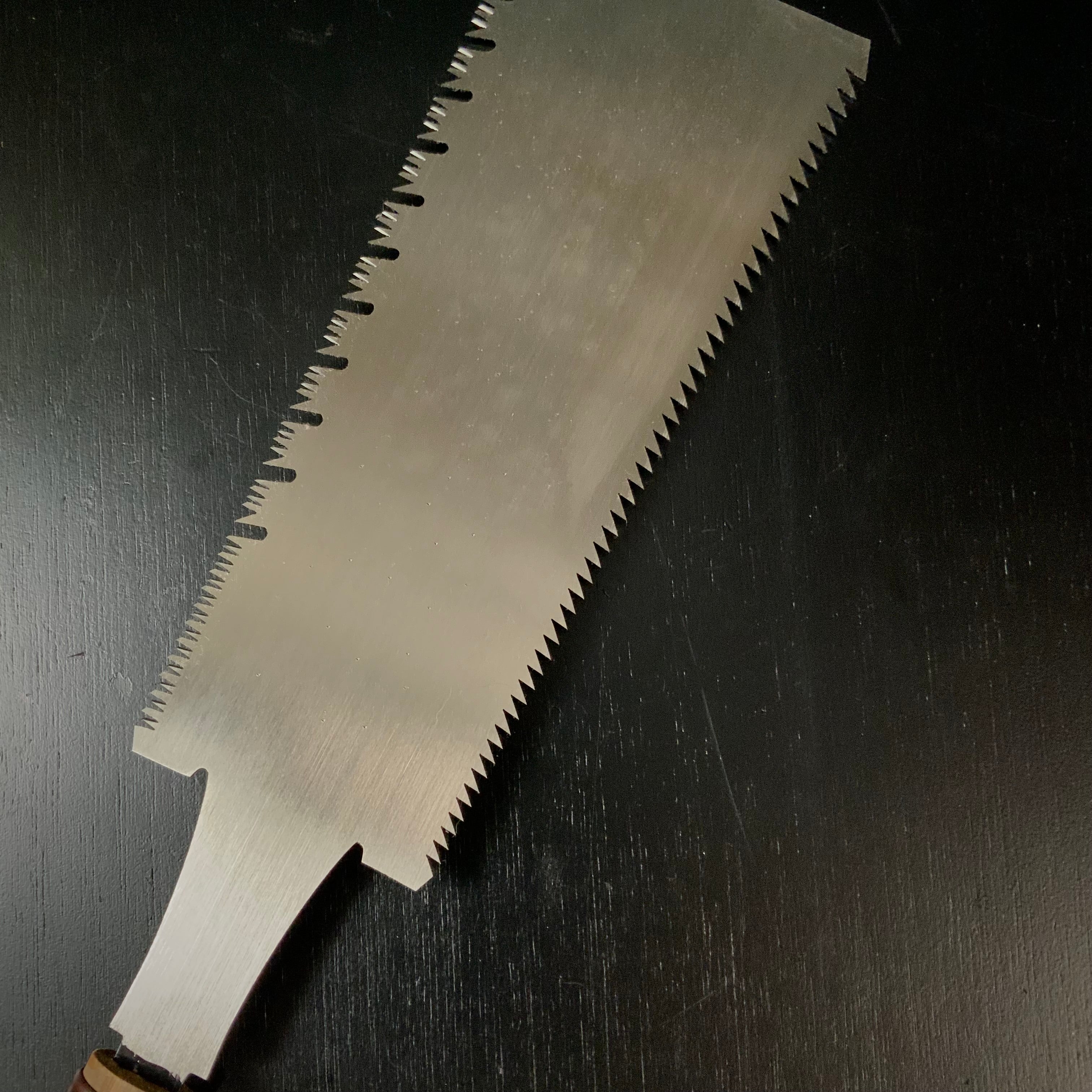 #140 Ready to use! Nagakatsu Noko with Eddy Type Handles set by Kurashige For Soft Wood 長勝鋸 渦巻き柄 両刃鋸 270mm