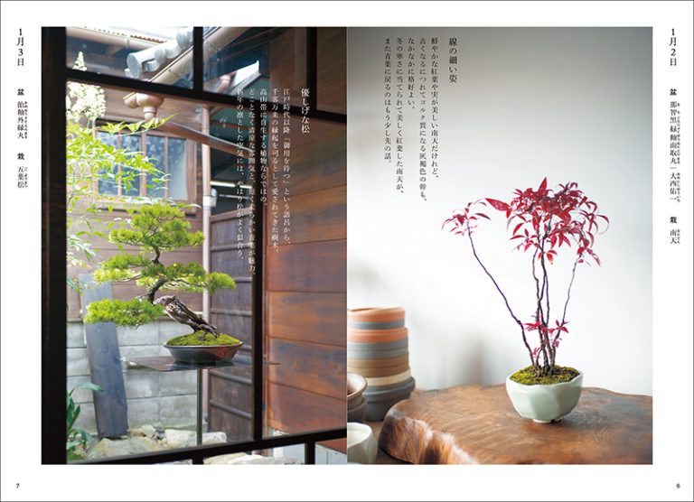 盆栽ごよみ365日 身近な草木を慈しむ四季折々の暮らし The 365 Days of Bonsai Calendar A seasonal lifestyle that celebrates familiar plants.