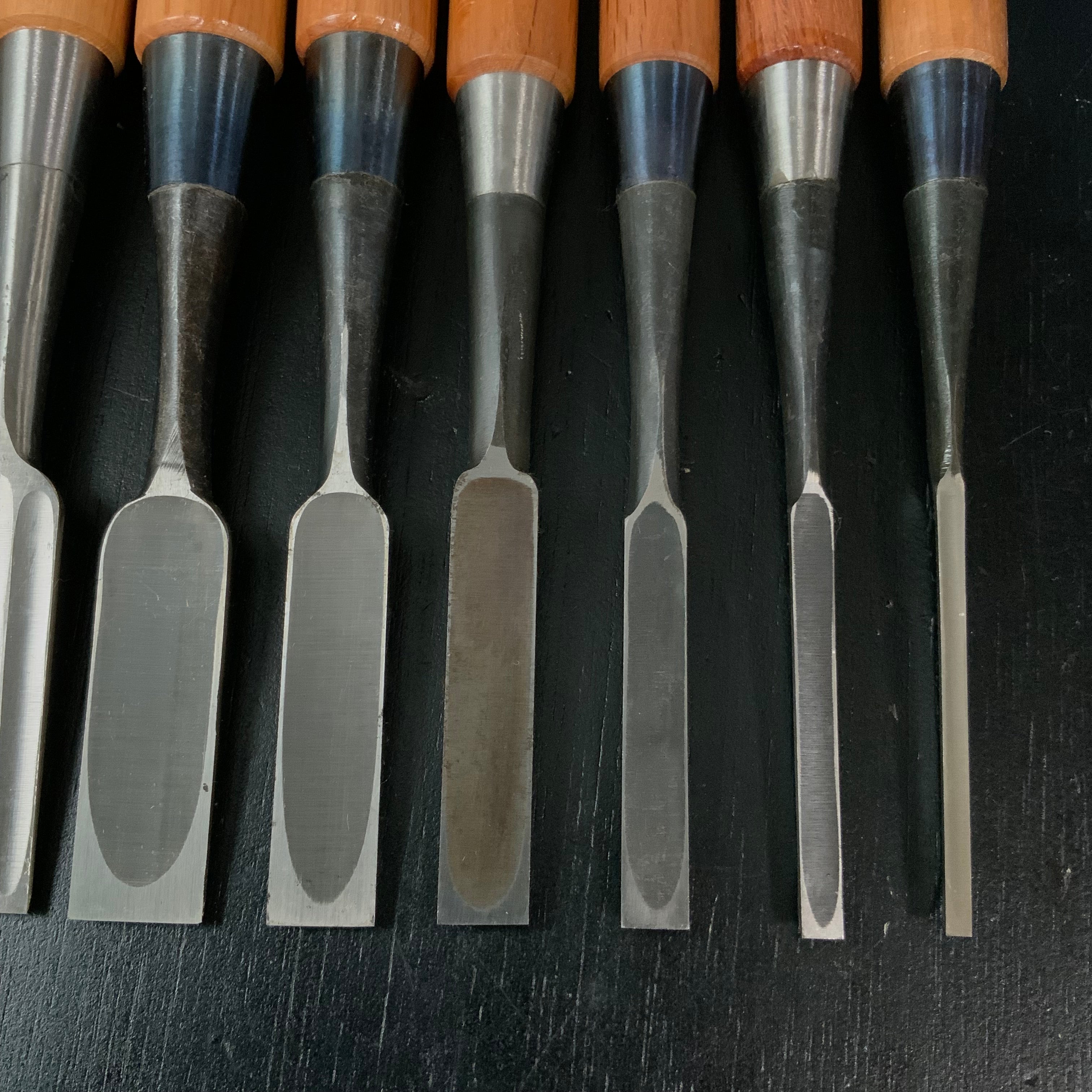 #M179 Mixed Uchimarunomi chisels set by unknown バラ鑿合わせ 内丸組鑿 10本組 作者不明