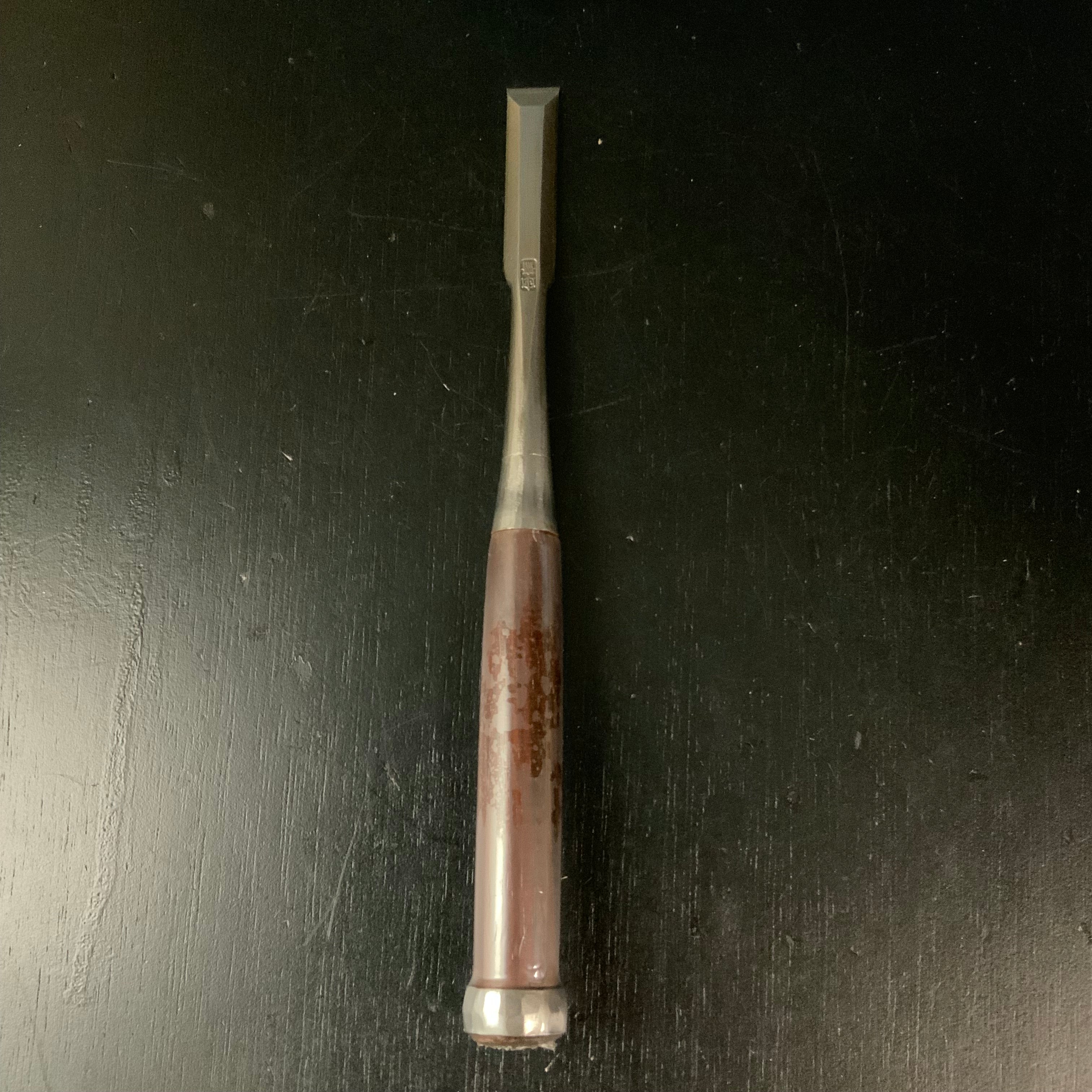 Tasai Special Dovetail tsubushi chisels with blue steel 田斎作 鎬ツブシ鑿 紫檀柄 15mm