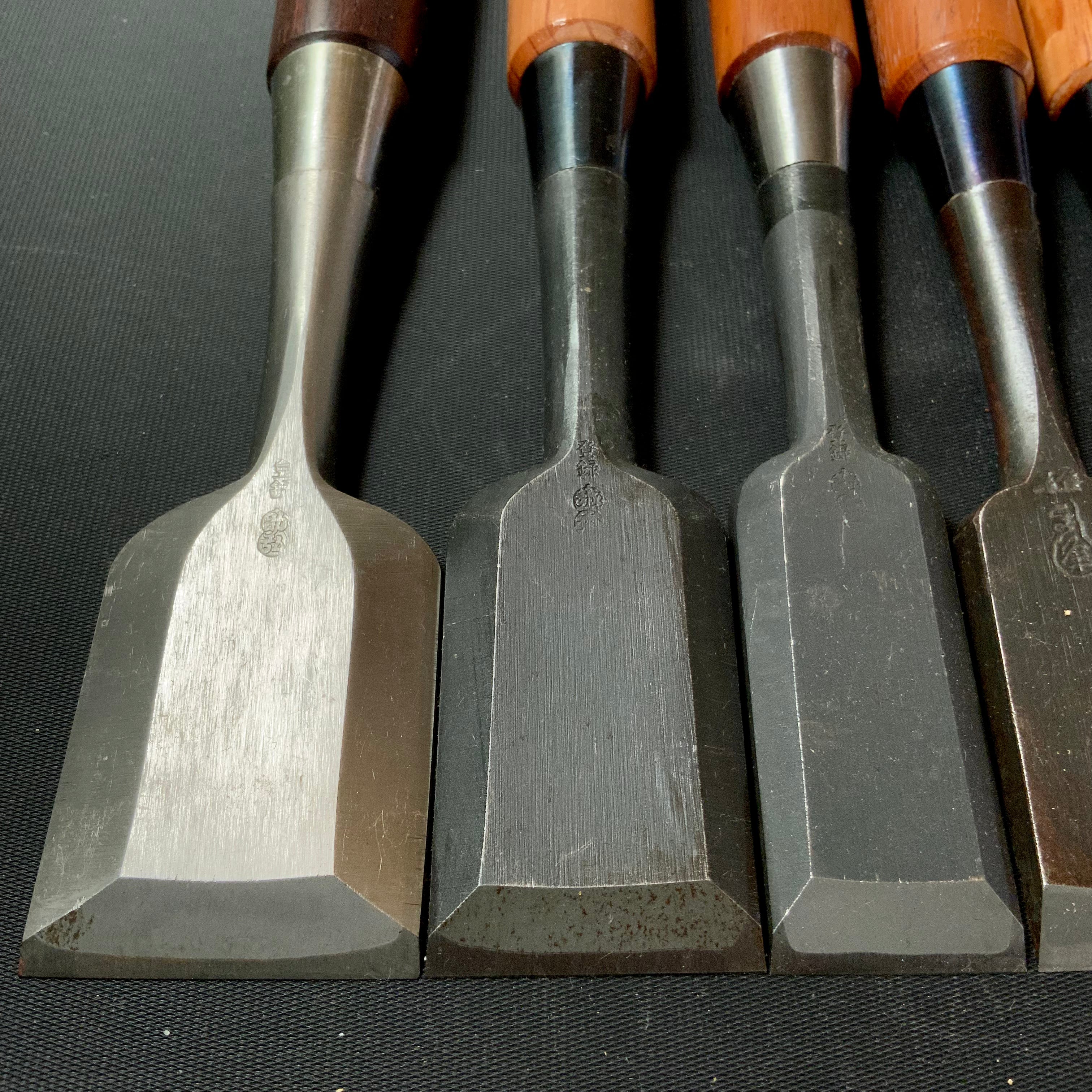 #M152 Mixed set for beginner Bench chisels set by unknown smith バラ鑿合わせ 初心者におすすめ 追入組鑿作者不明