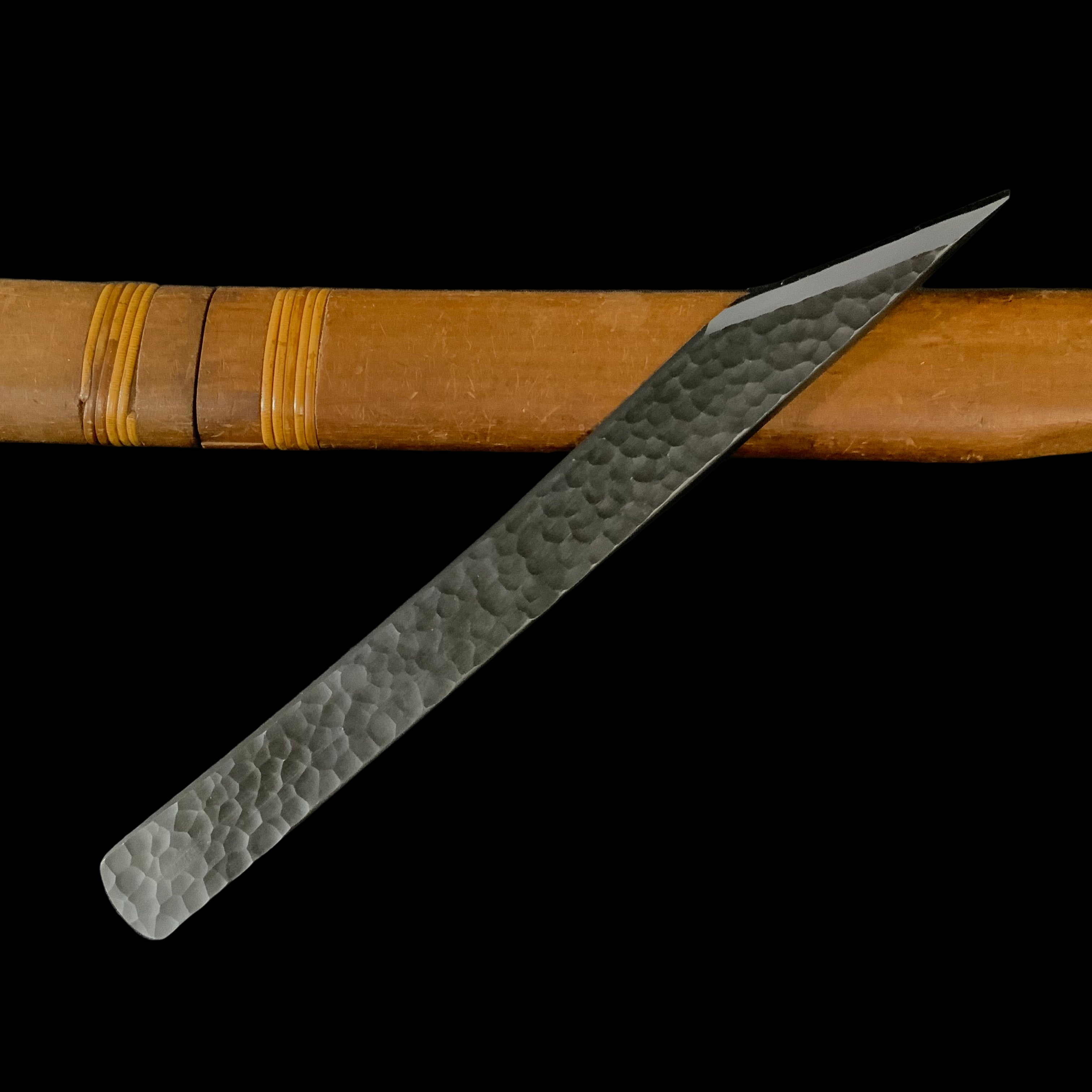 Yoshihide Sakamitsu Tsuchime Kokatana with White Steel 吉秀 三代坂光作 切出小刀 右 槌目仕上