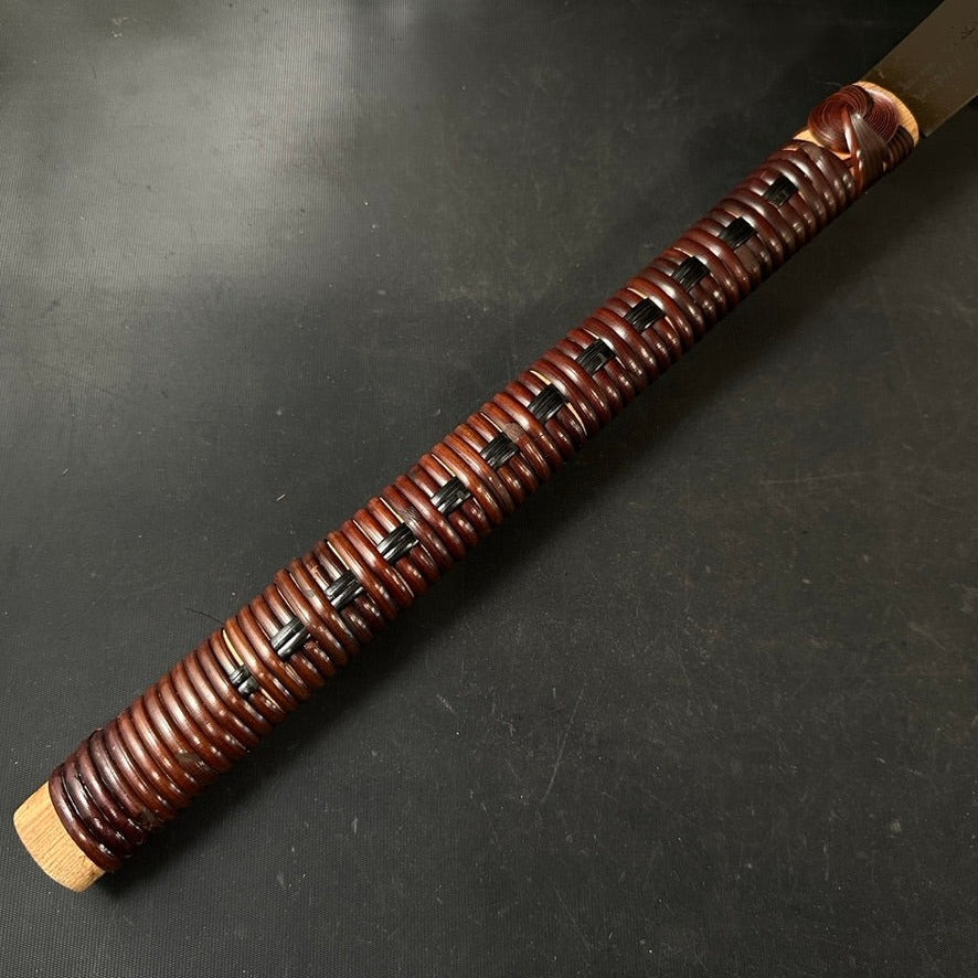 #R5 Ready to use! Old stock Double Edge (Ryoba) Saw with Eddy Type Handles set by Kurashige 直ぐ使い 倉重栄助氏目立 渦巻き柄 両刃鋸 300mm