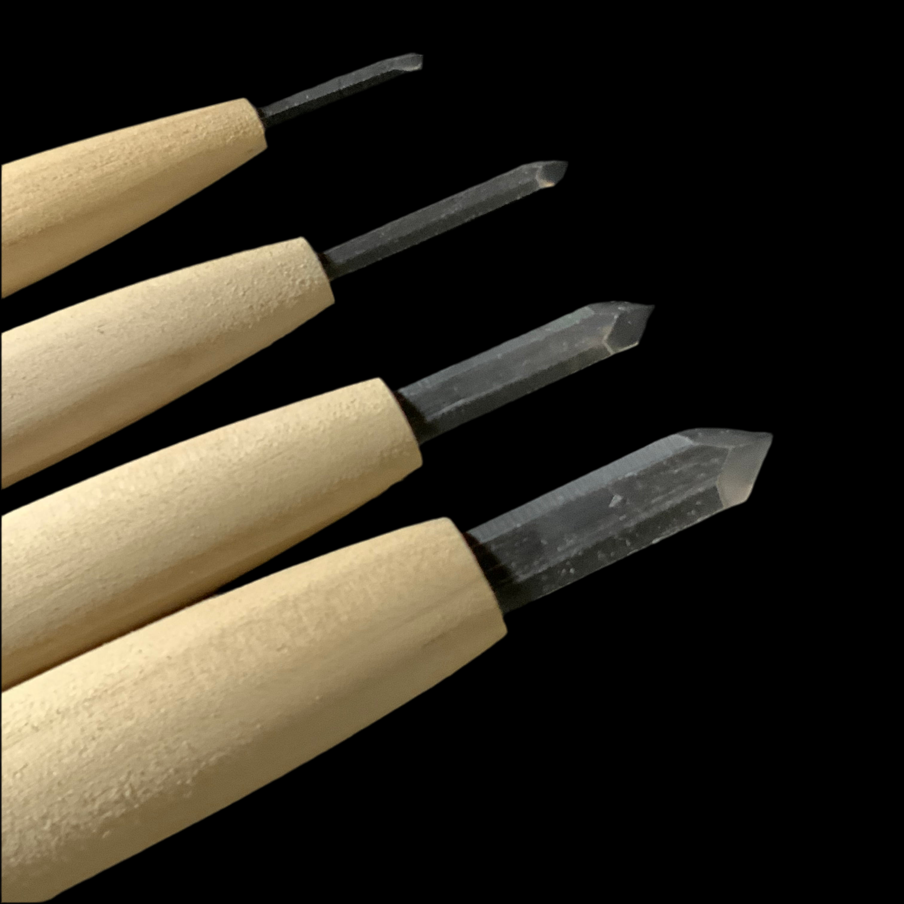 Seigen Ken Type Carving chisels with Super Blue steel by Chousei 清玄 剣型刀 彫清作 青紙スーパー鋼