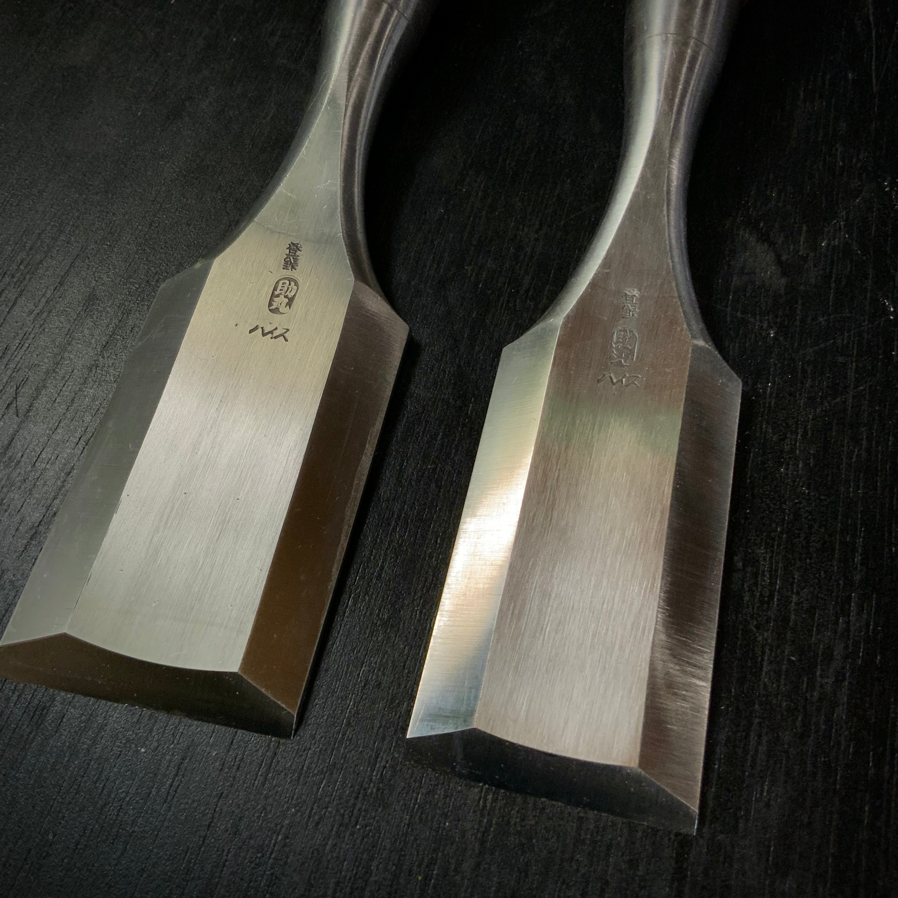 Old stock Sukemaru High-Speed Steel Damekiri chisels 掘出し物 助丸 ハイス鋼ダメ切り鑿 三つ裏 Damekirinomi 42,48mm
