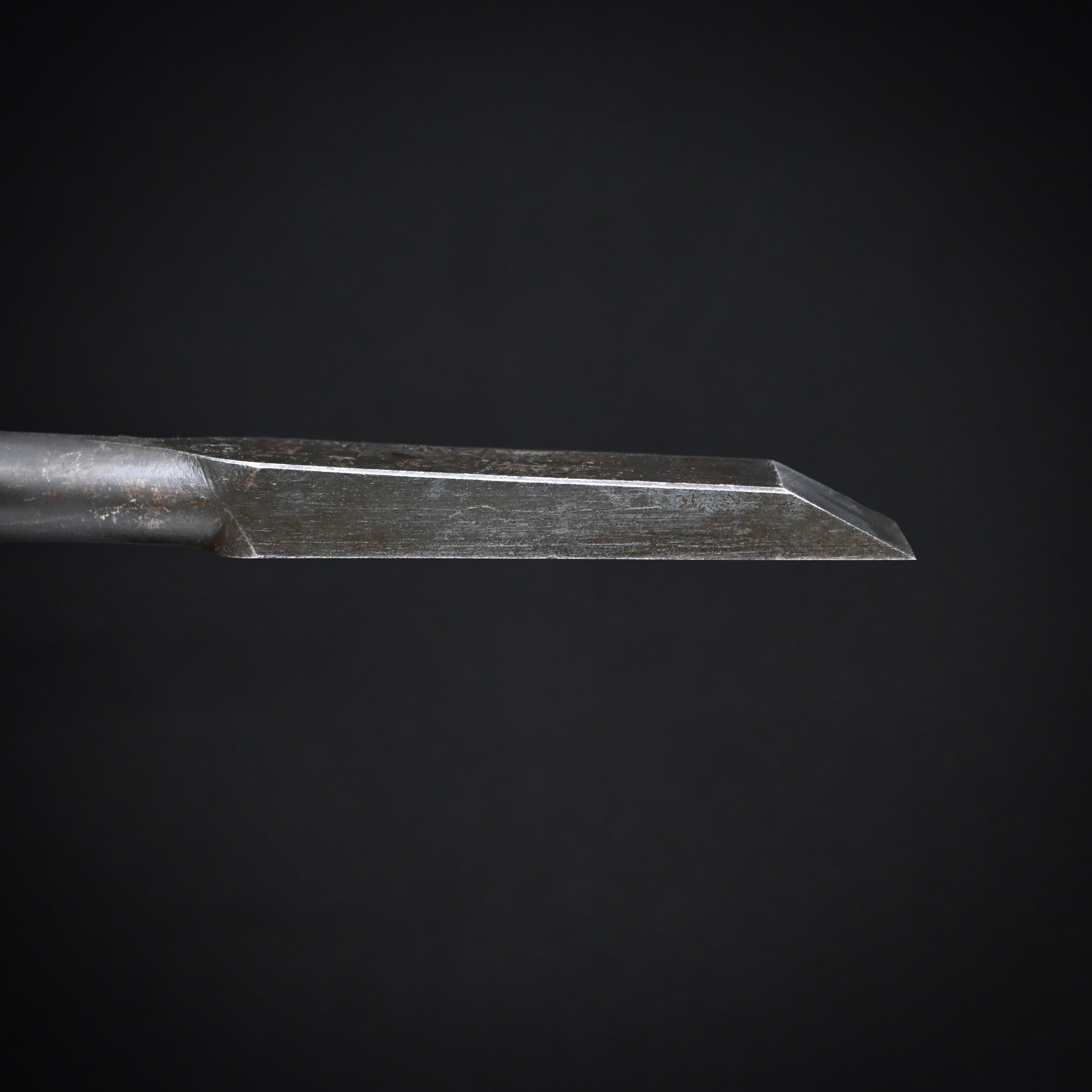 掘出し物 二代目左久作 山型刃 叩き鑿 池上喬庸作 18mm #1 Old stock Hidari Hisasaku 2rd Timber chisels by Ikegami Takanobu Tatakinomi