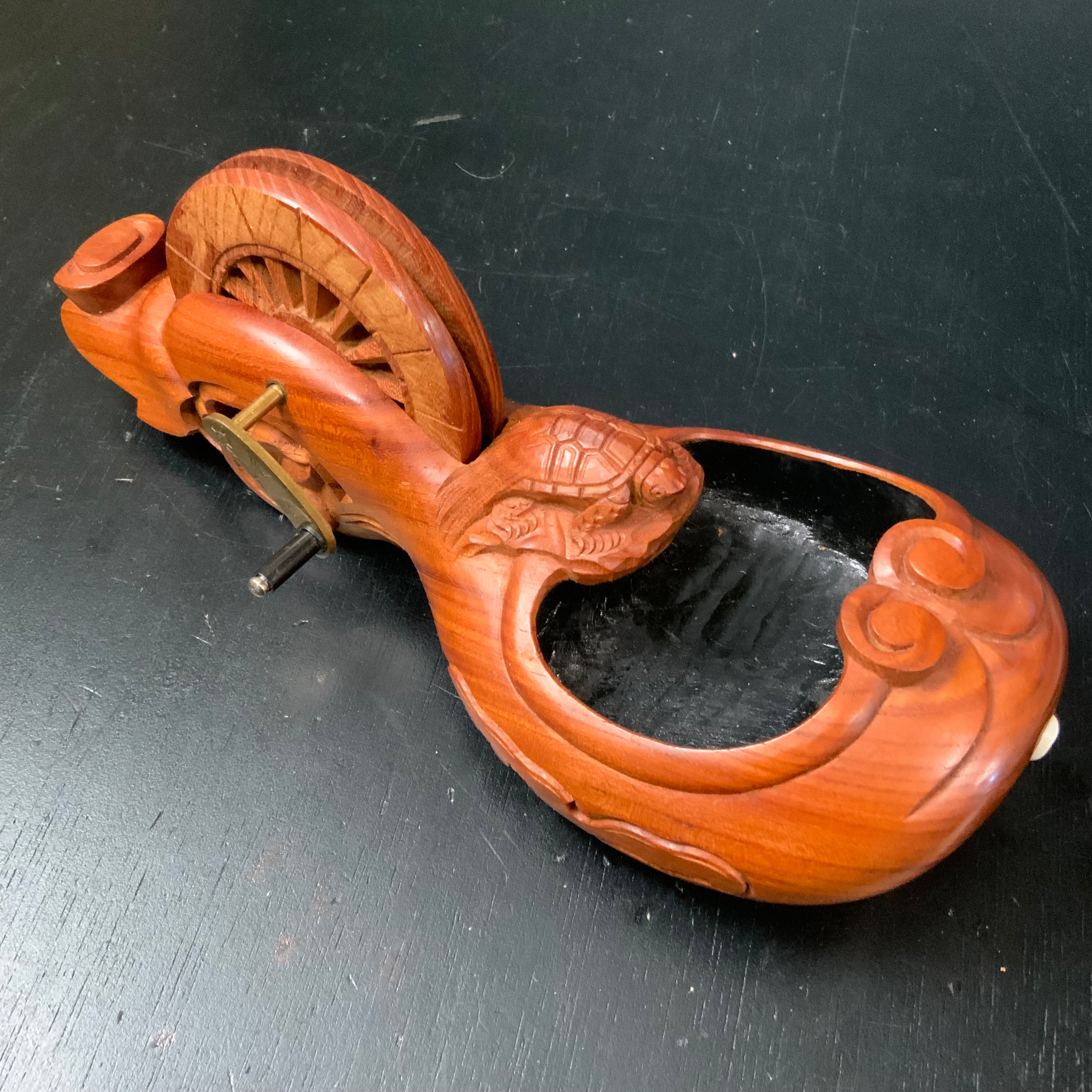 #ST53 Japanese Carpenter Ink Pot Traditional Measuring Tools Sumitsubo by Tsuboaki 坪昭作 墨壺 欅 255mm