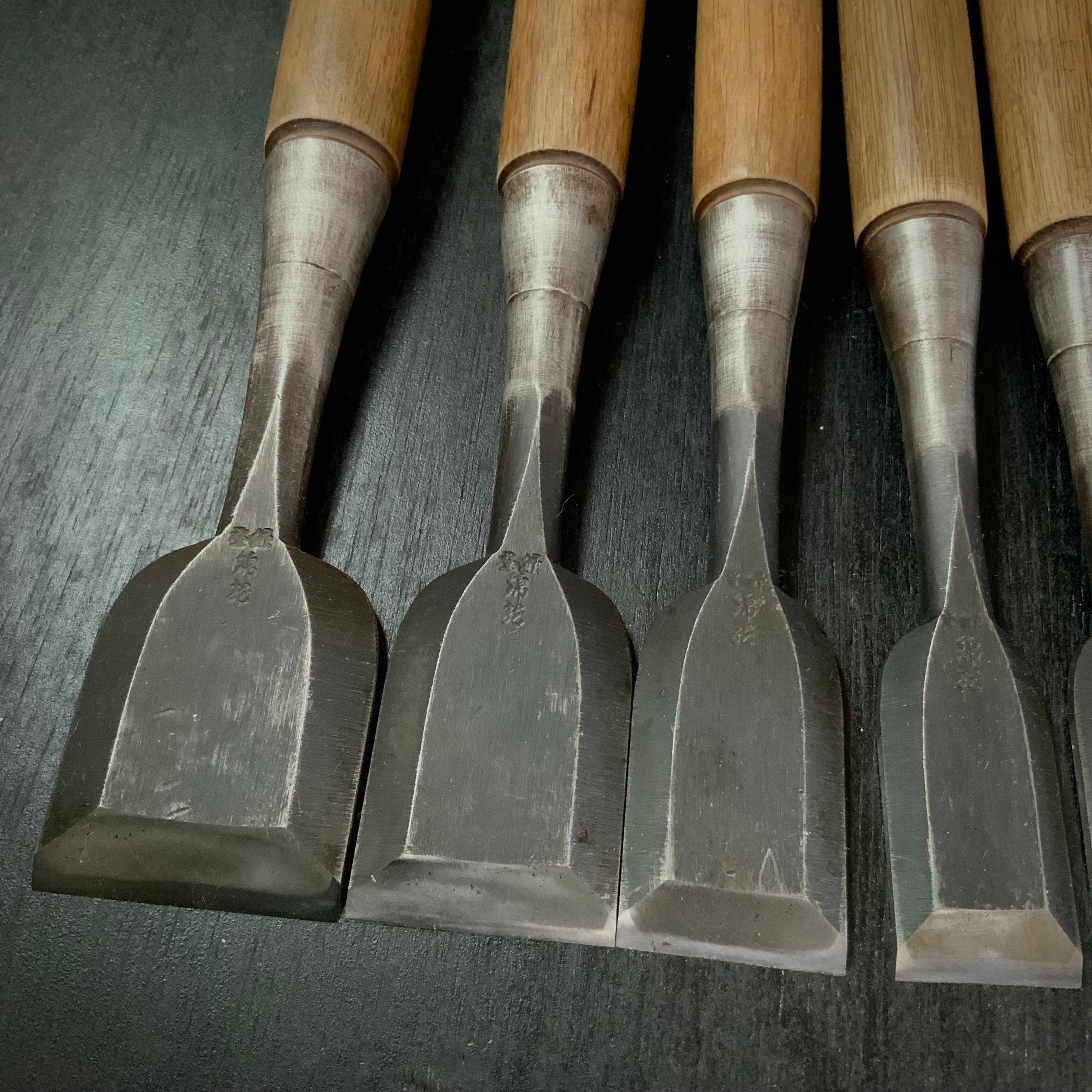 Used Nishiki Ryu Bench chisels set (Used by palace carpenters) 錦龍 追入組鑿 中古鑿(宮大工使用)