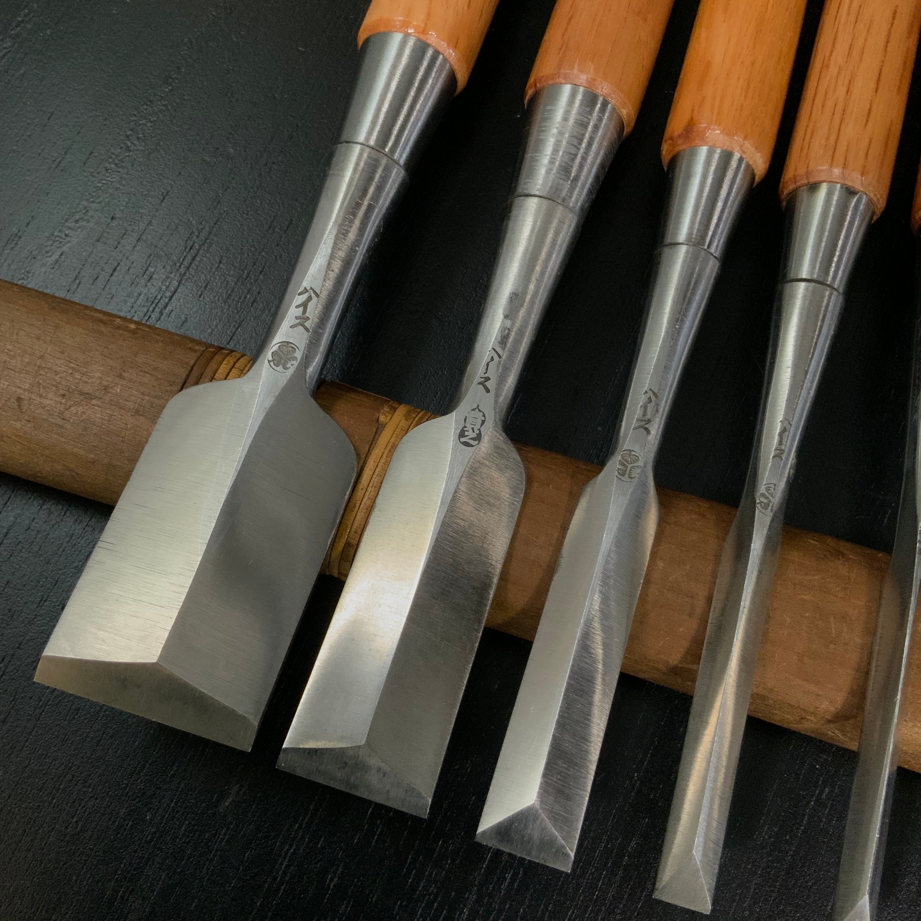 #M174 Mixed set High-Speed Steel Dovetail Bench chiselset 掘出し物 バラ鑿合わせ ハイス 鎬鑿 6本組