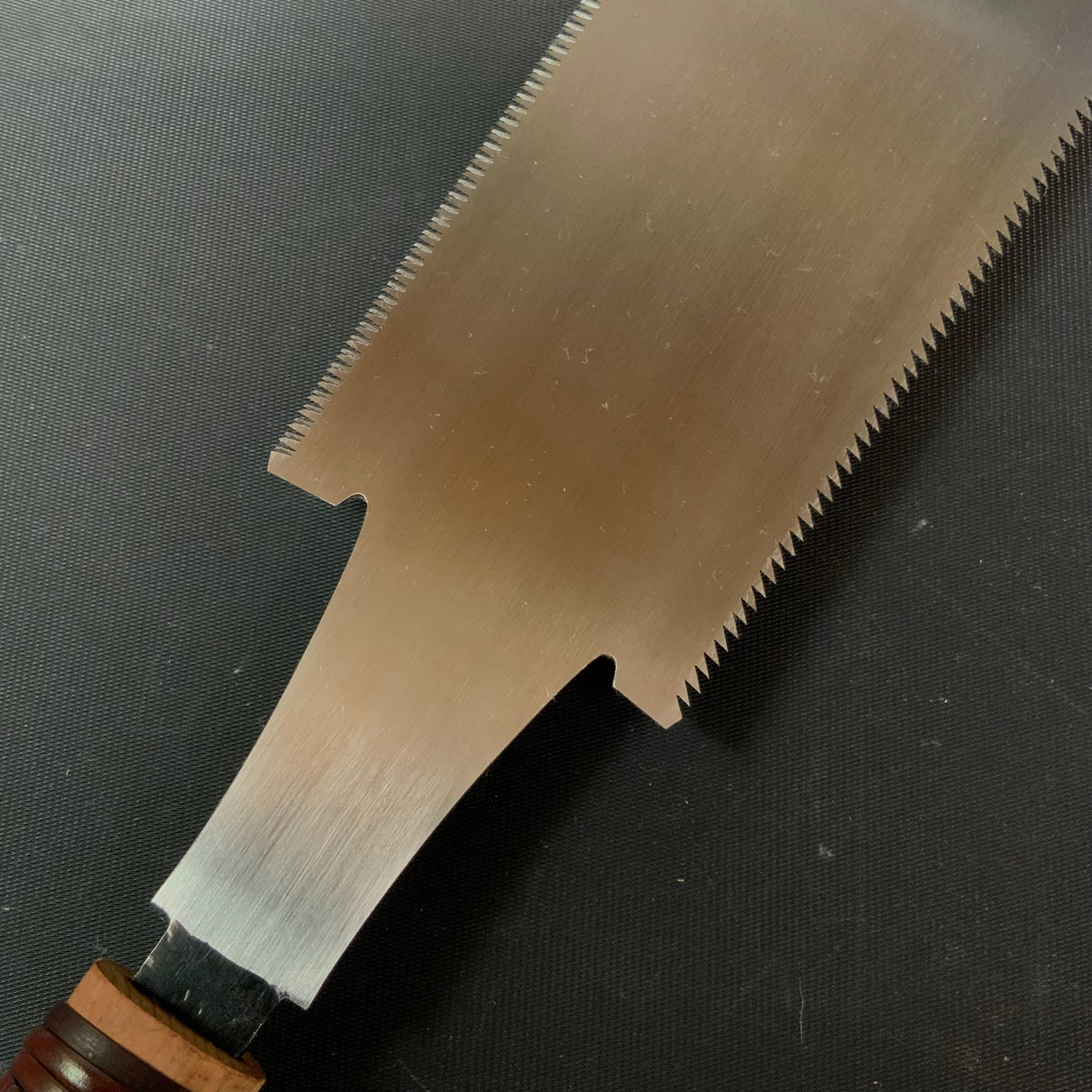 #R46 Ready to use! Old stock Double Edge Saw with Eddy Type Handles set by Kurashige 直ぐ使い 倉重栄助 目立 渦巻き柄 両刃鋸 185mm