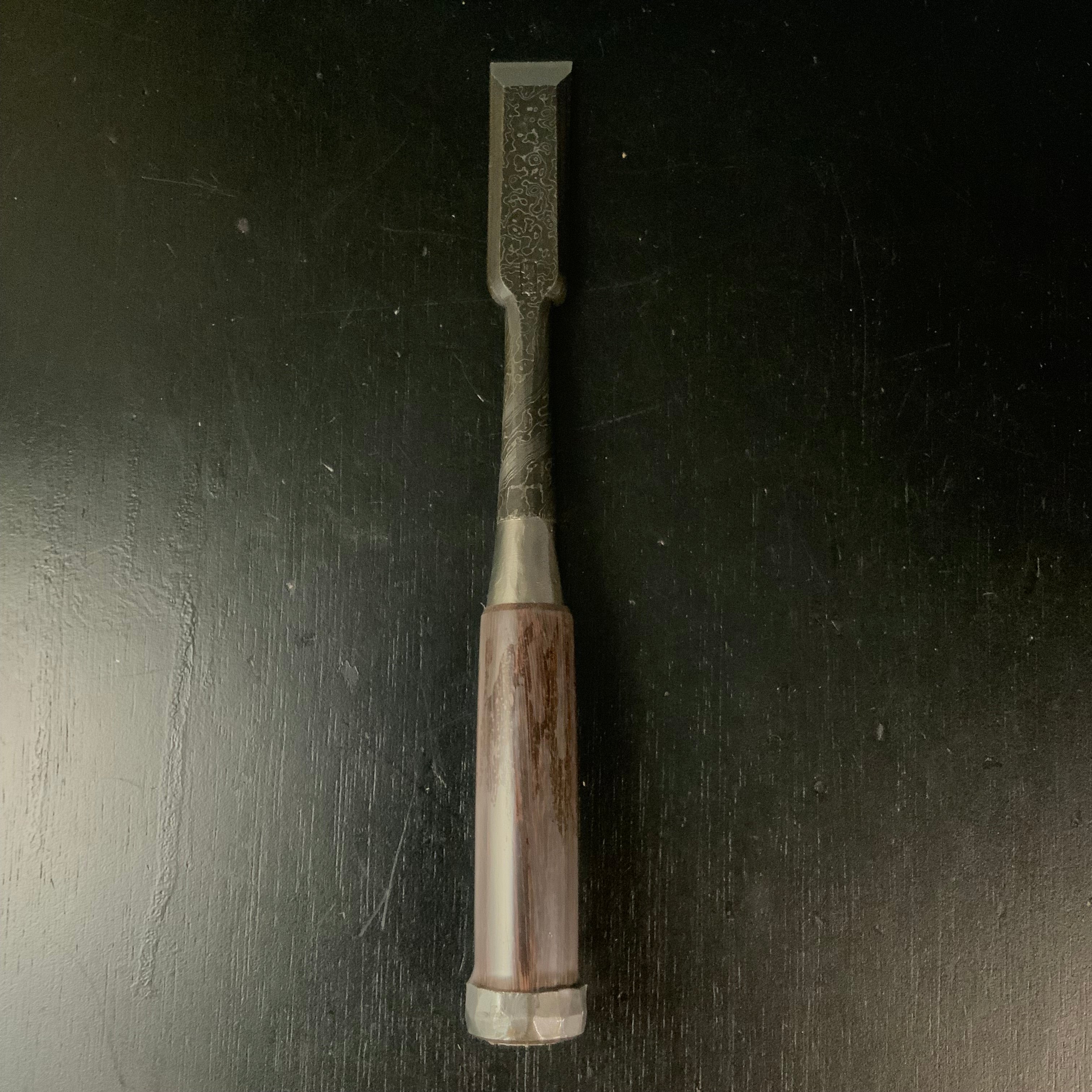 Tasai Mokume Special Medium Timber chisels with Cassia siamea handle 田斎作 木目 中叩き鑿 鉄刀木柄 24mm Chutatakinomi