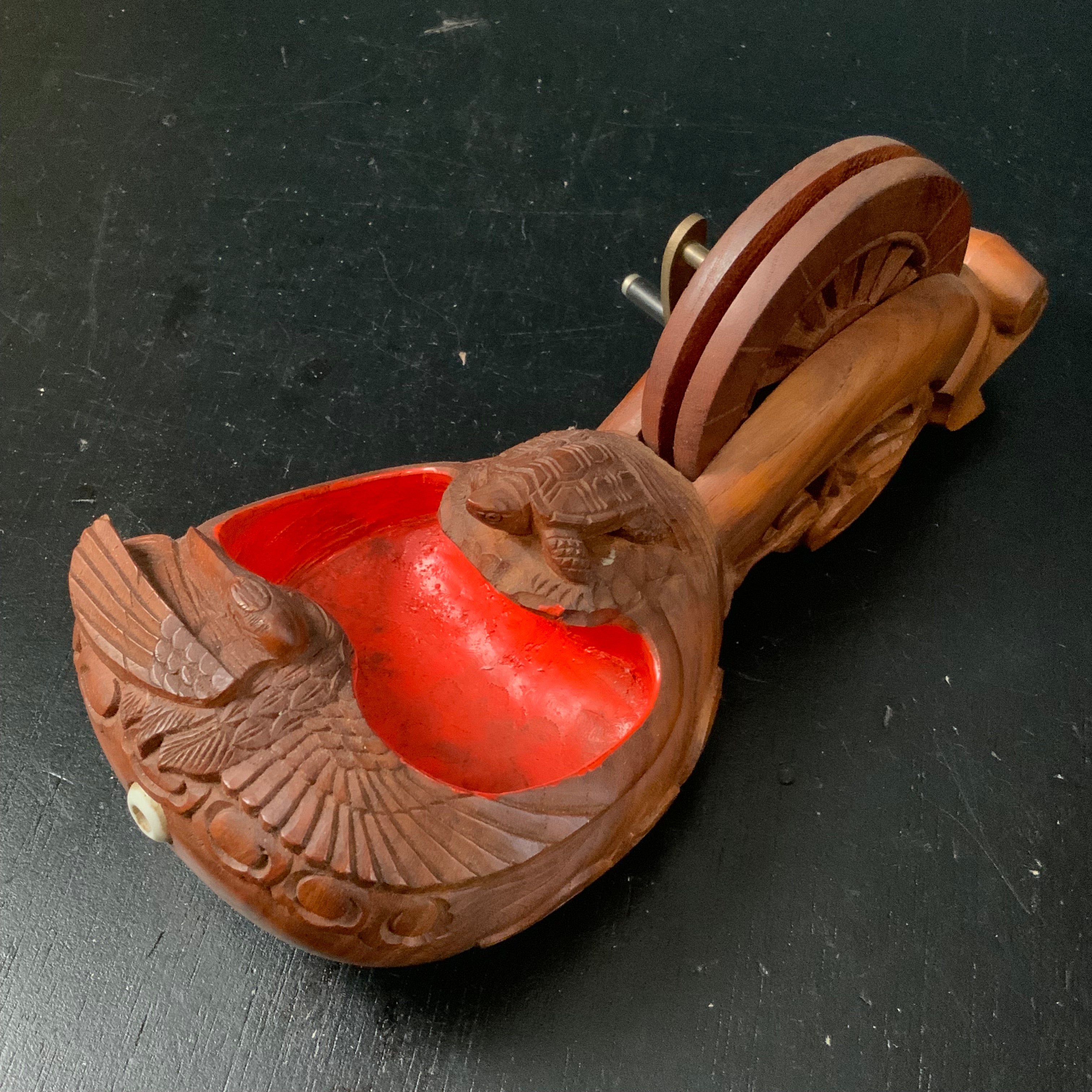 #ST55 Japanese Carpenter Ink Pot Traditional Measuring Tools Sumitsubo by Tsuboaki 坪昭作 墨壺 欅 200mm