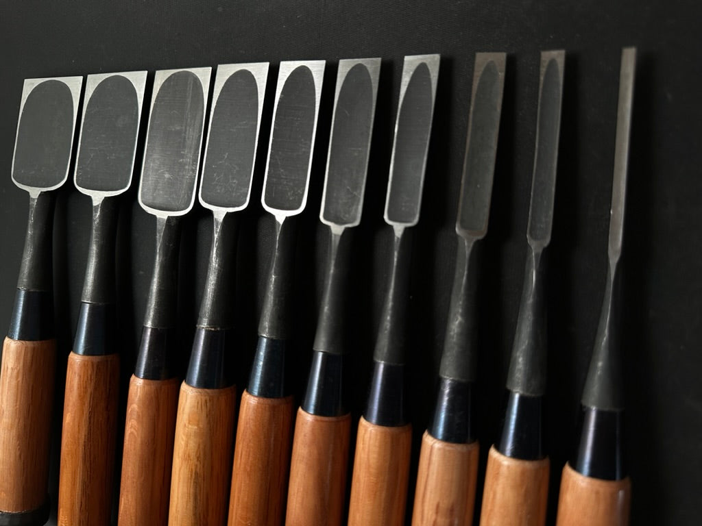 Sukekura Bench chisels set with White steel 助倉 追入組鑿 白紙鋼 Oirenomi