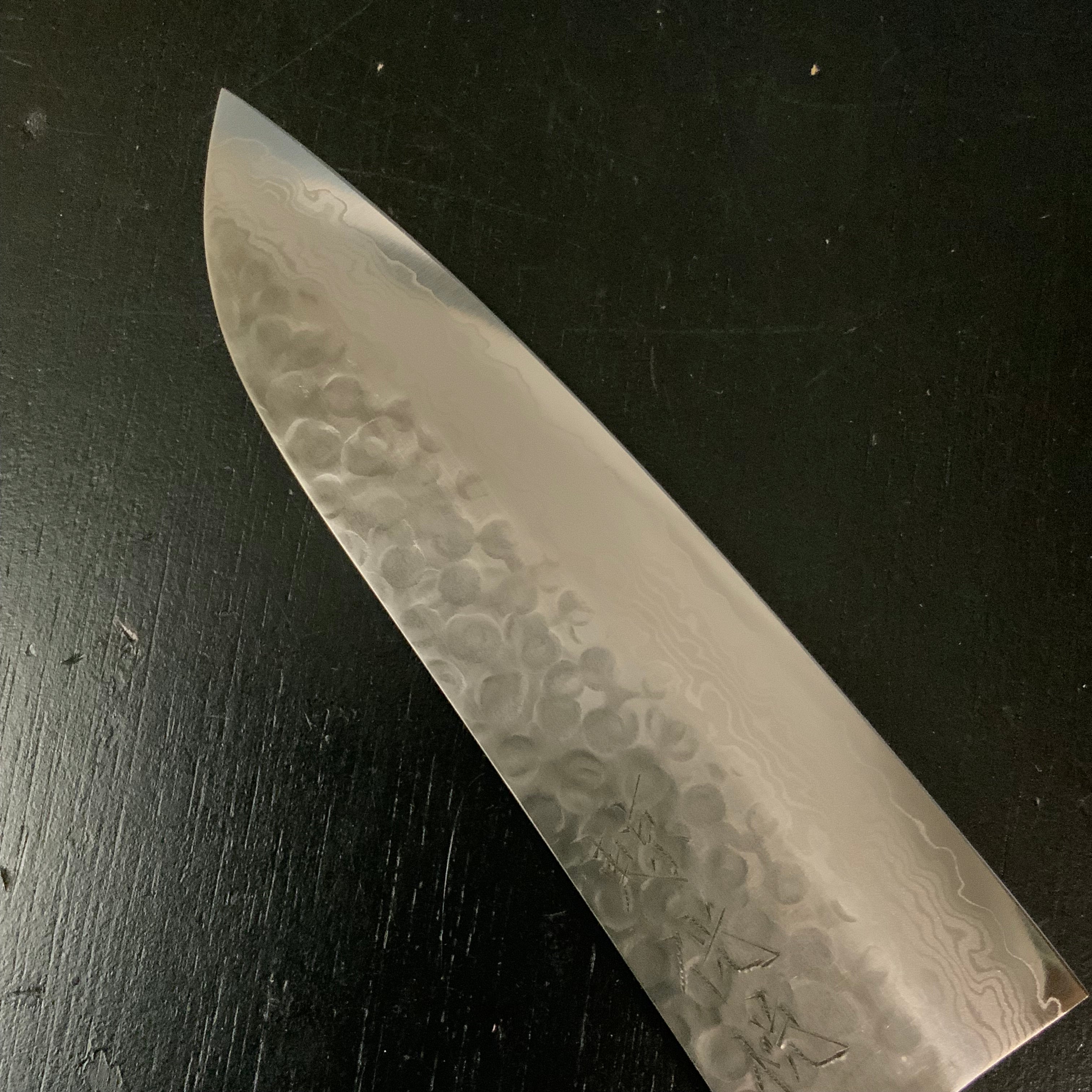 Kouetsu Damascus Finish Santoku Kitchen Knife V10 侊悦 三徳包丁 ダマスカス槌目 170mm