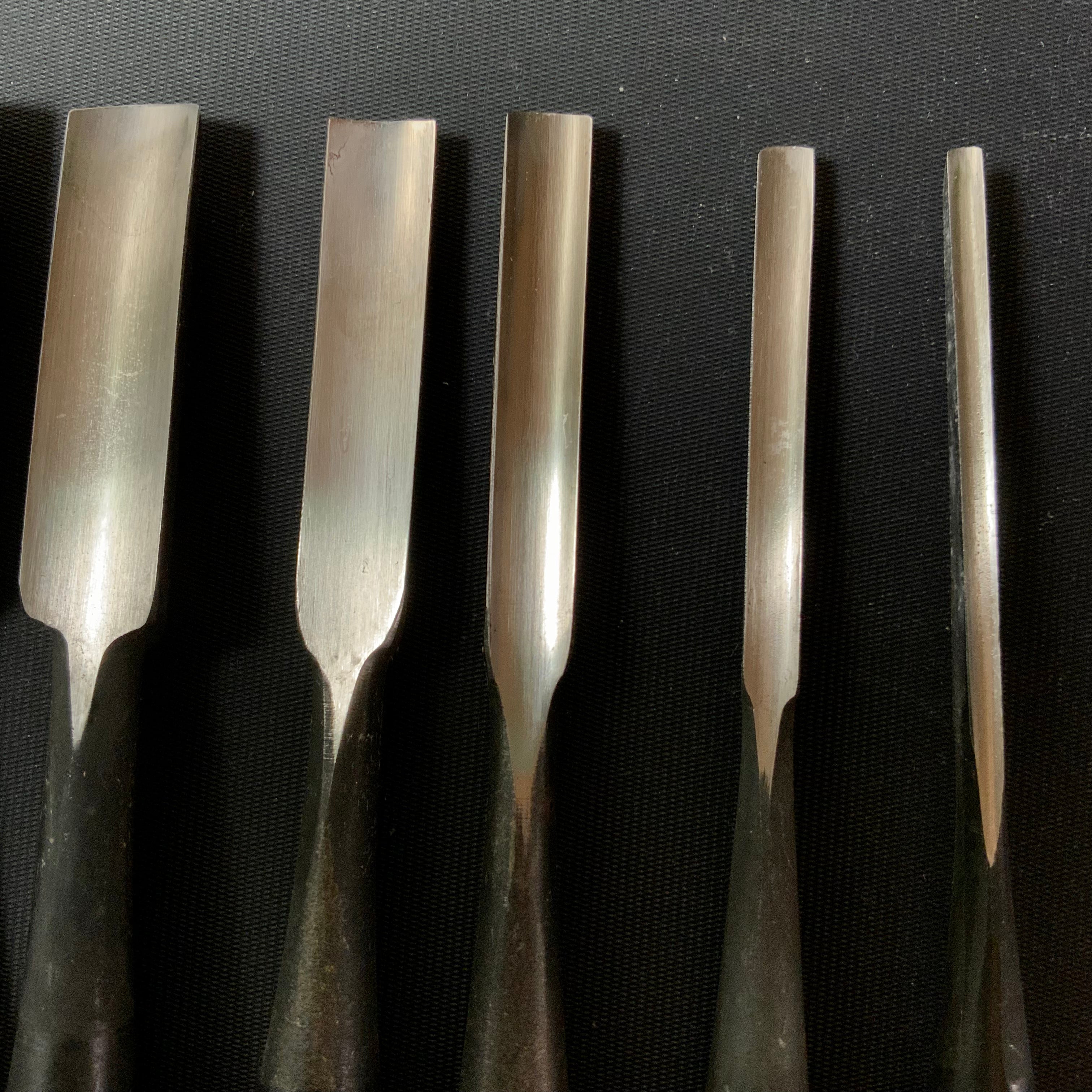 Old stock #1 Uchimaru-Nomi Gouge Chisels set 掘出し物 内丸鑿 10本組鑿