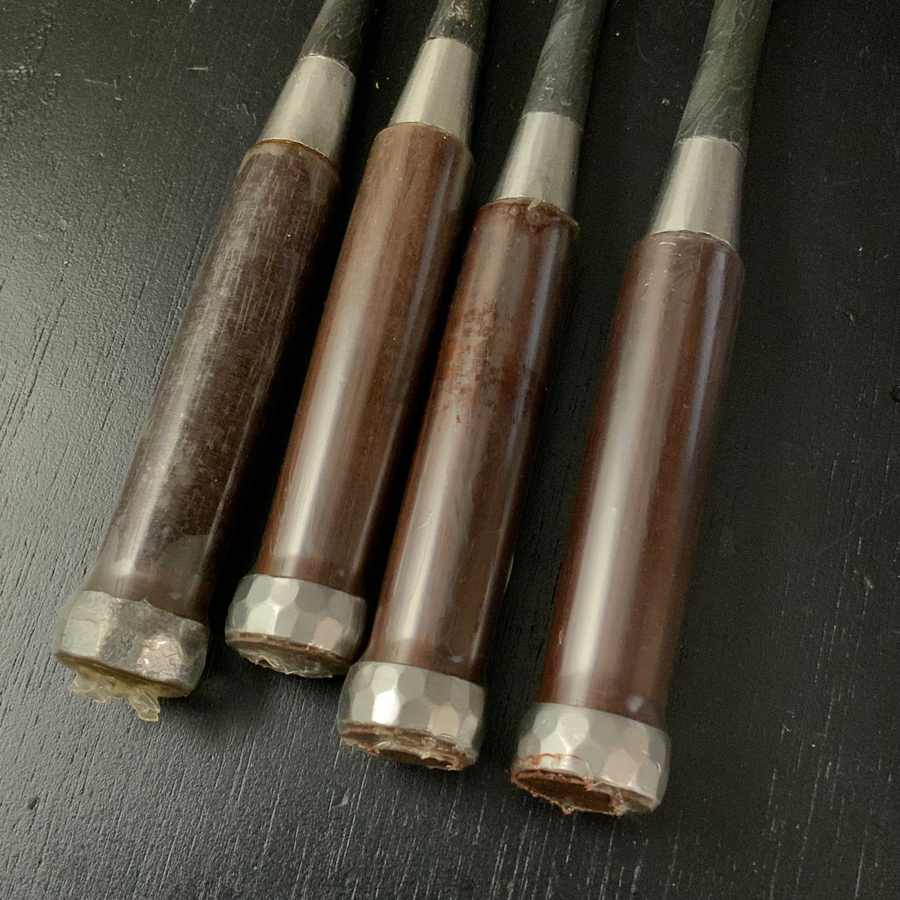 Tasai Mokume Special Dovetail Bench chisels with Rosewood Handle 田斎作 木目 鎬追入鑿 紫檀柄