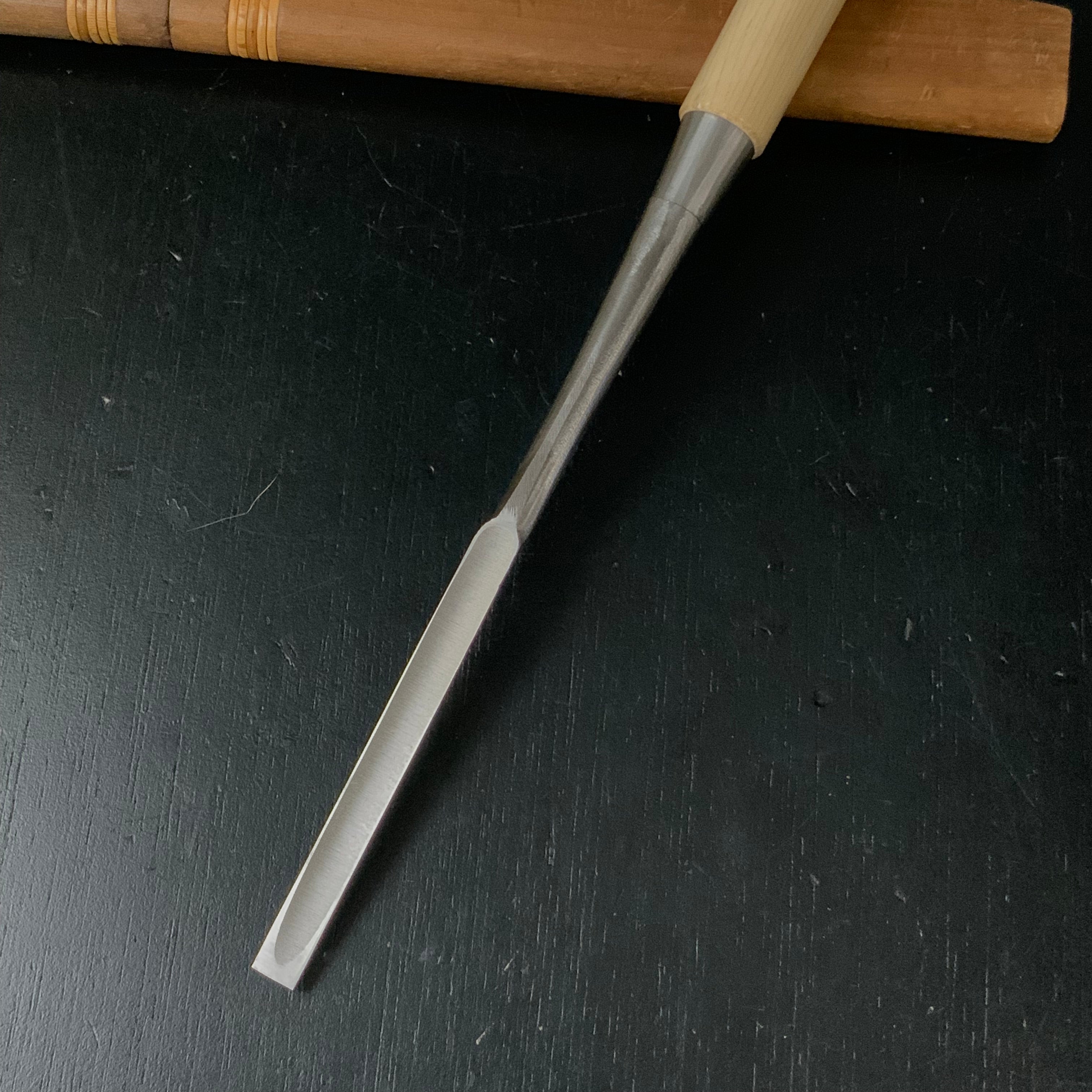 Tasai Dovetail Paring chisels with blue steel 田斎作 鎬薄鑿 白樫柄 9mm usunomi