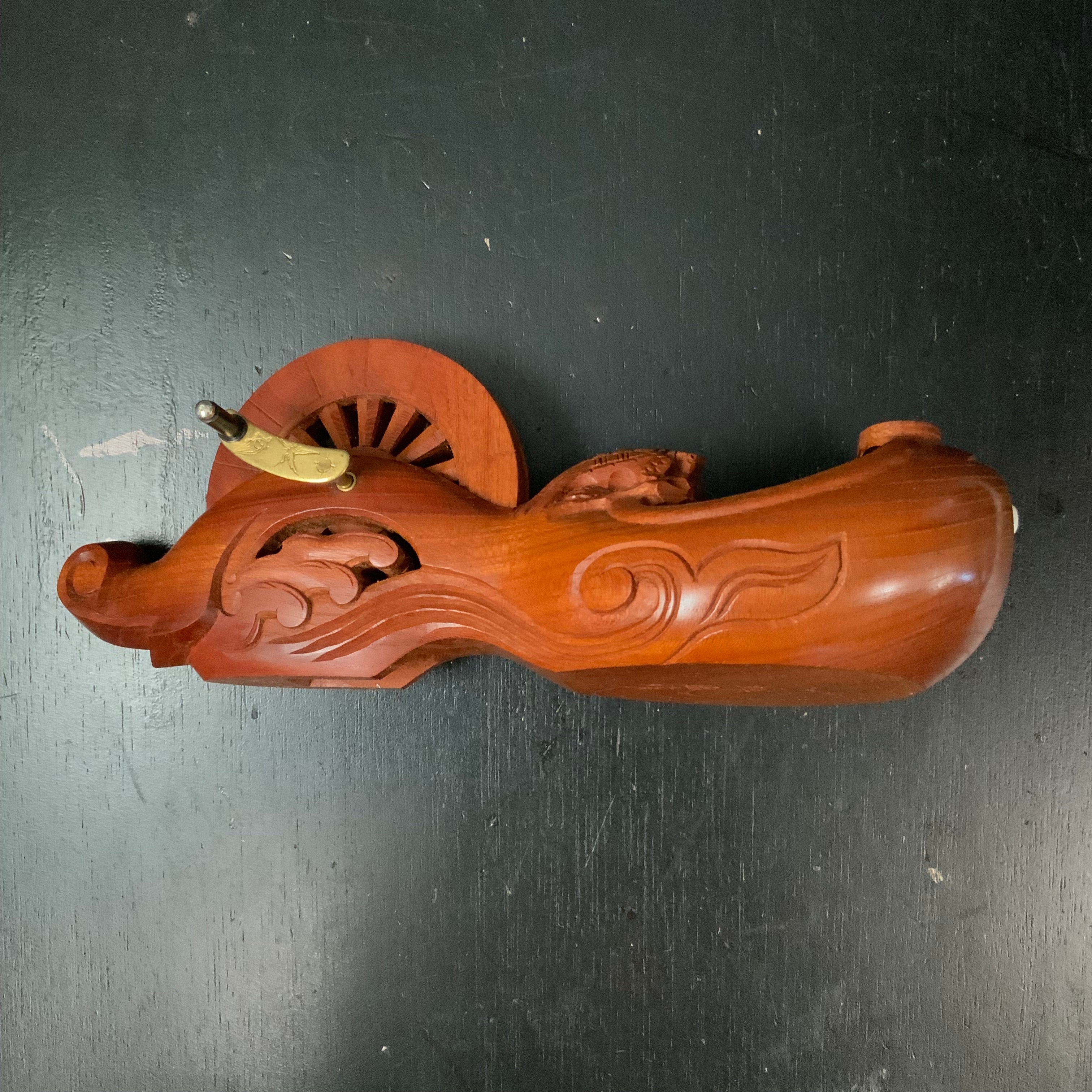 #ST52 Japanese Carpenter Ink Pot Traditional Measuring Tools Sumitsubo by Tsuboaki 坪昭作 墨壺 欅 265mm