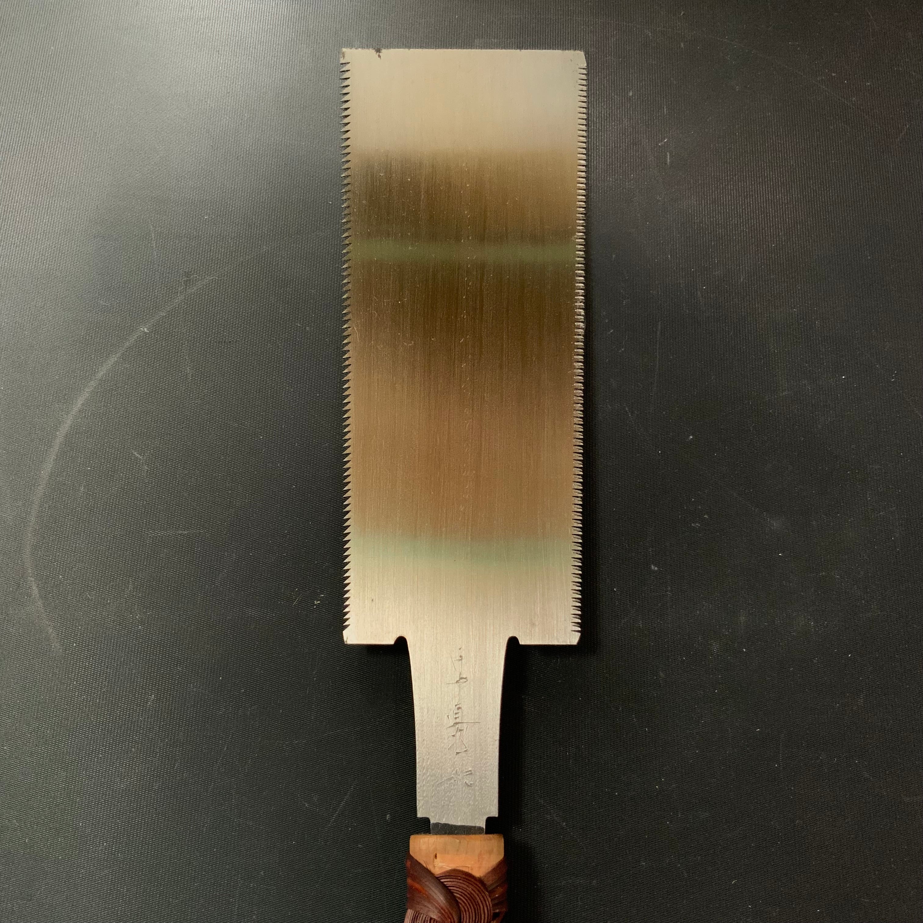 #R39 Ready to use! Old stock Double Edge Saw with Eddy Type Handles set by Kurashige 直ぐ使い 倉重栄助 目立 渦巻き柄 両刃鋸 210mm