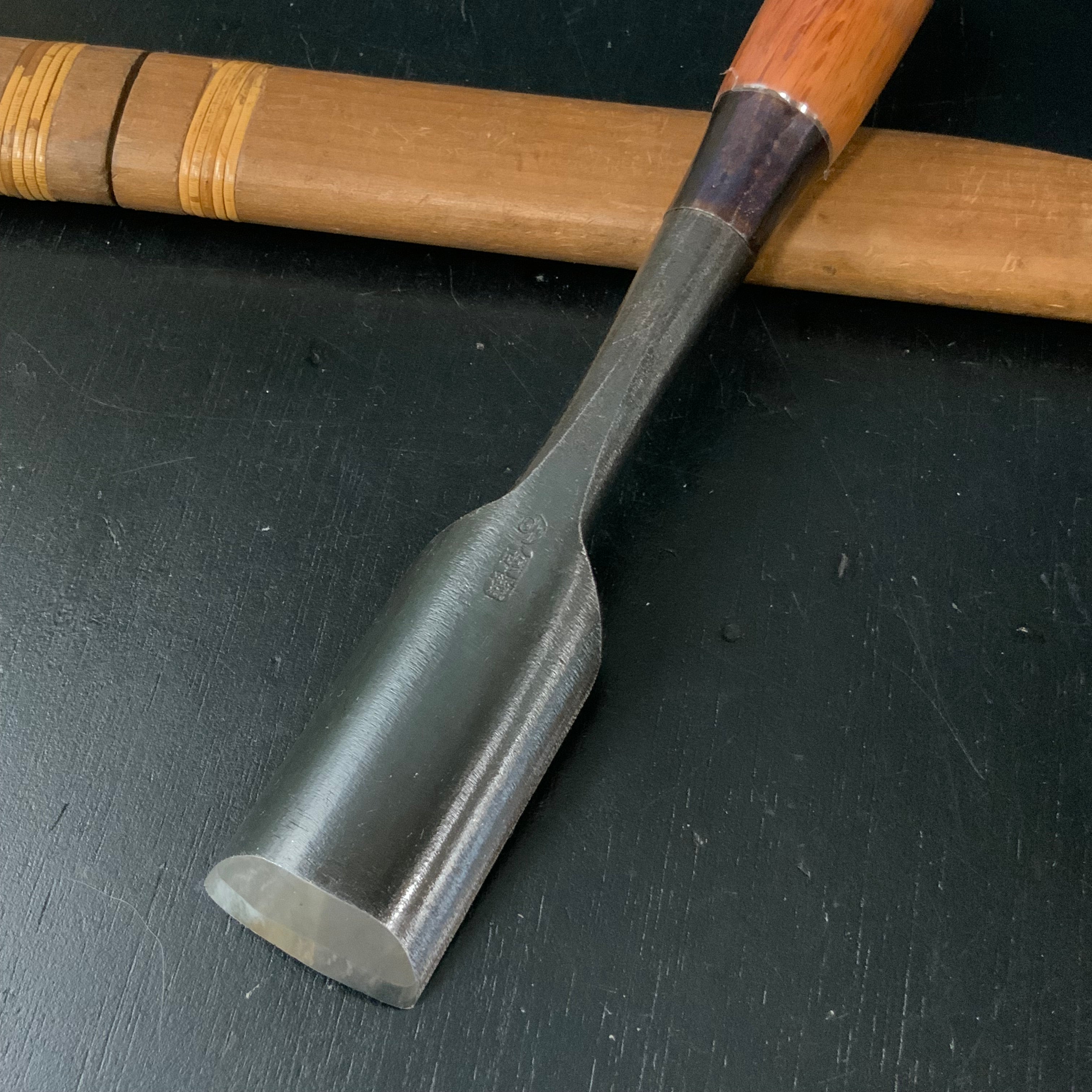 Tasai Uchimaru Medium Timber chisels with Japanese red oak 田斎作 中叩内丸鑿 赤樫柄 36mm Chutataki uchimarunomi