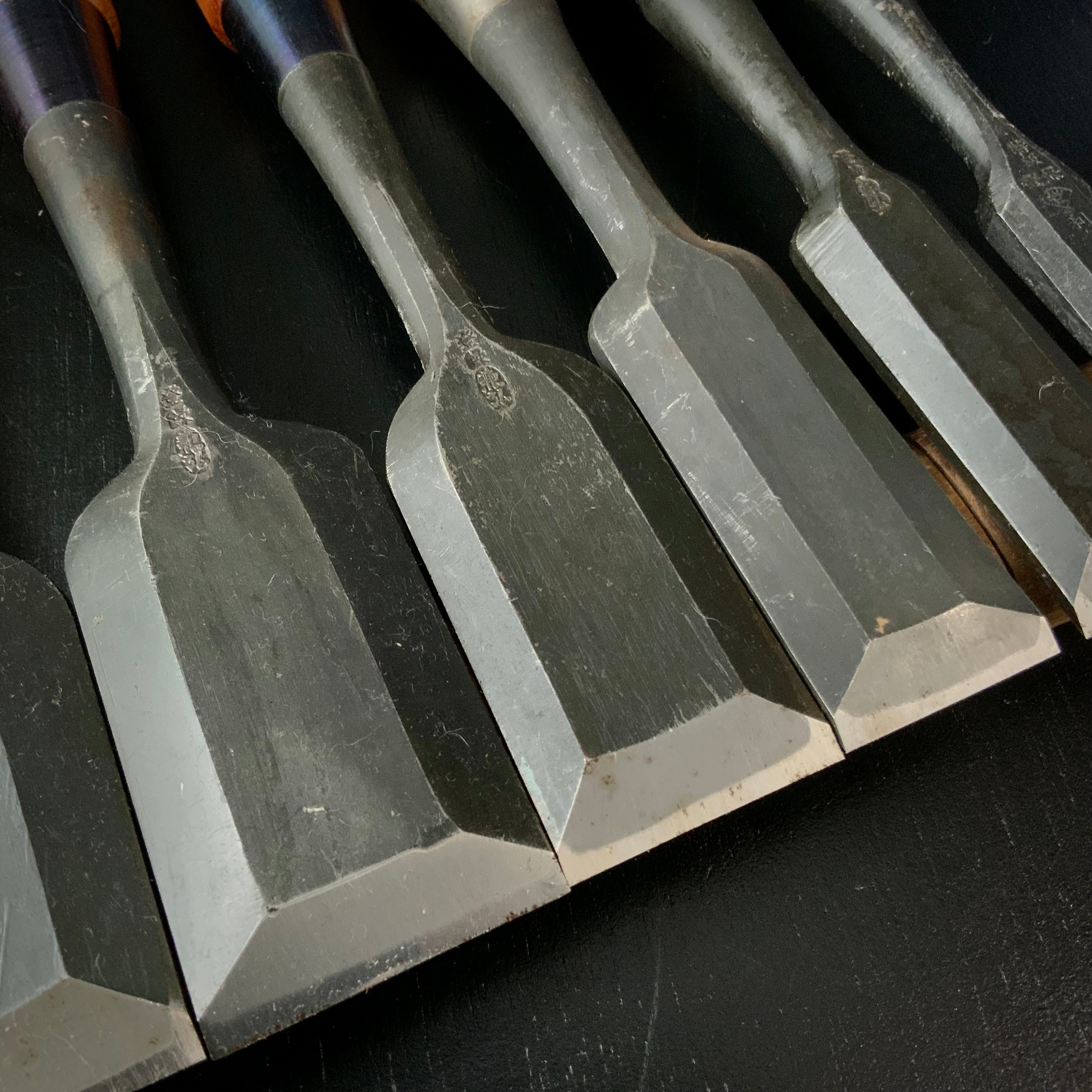 #M170 Mixed Timber chisels set by unknown バラ鑿合わせ 叩き組鑿 6本組 作者不明