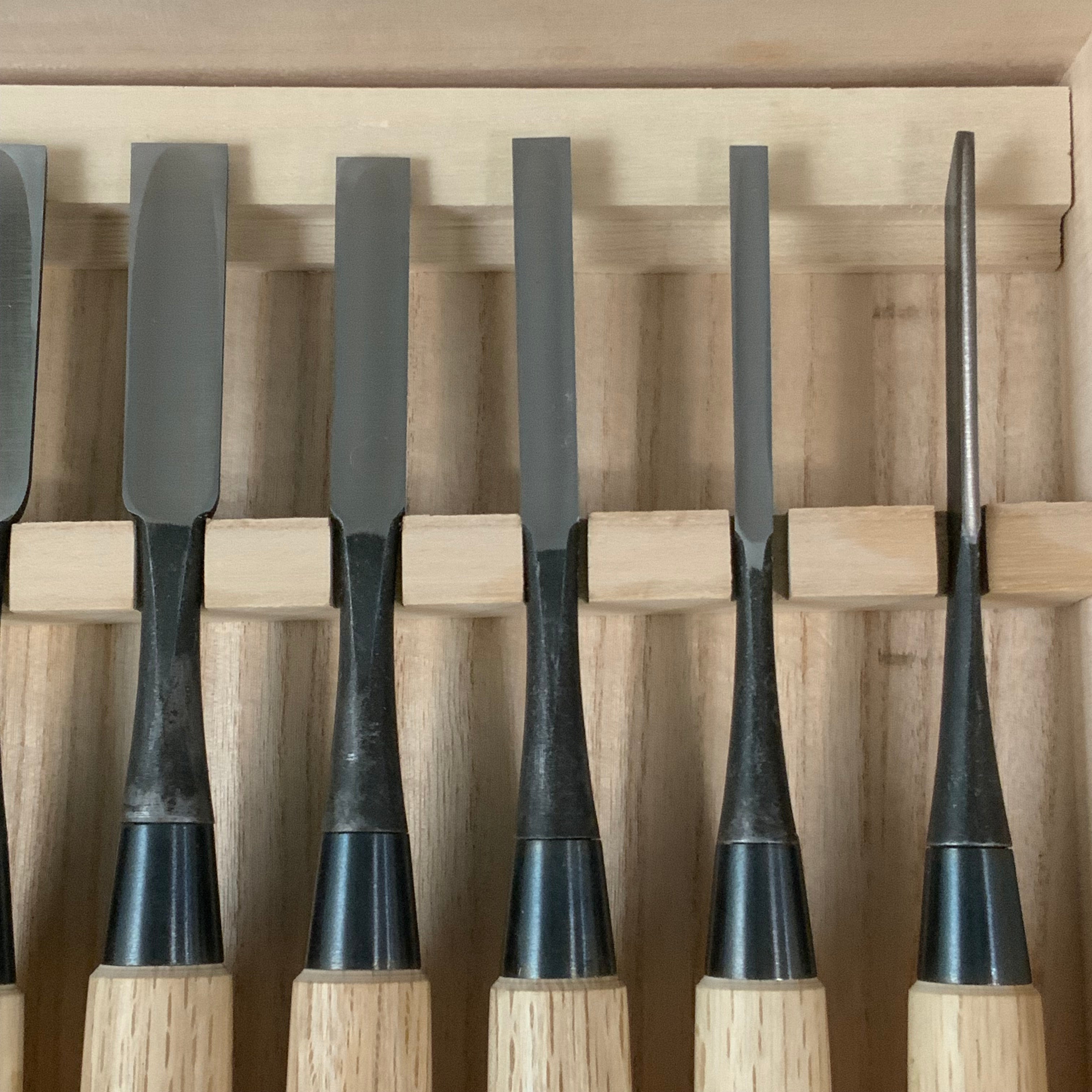 Ioroi Bench chisels set (Oirenomi) by Blue steel 五百蔵作 追入組鑿 青紙鋼