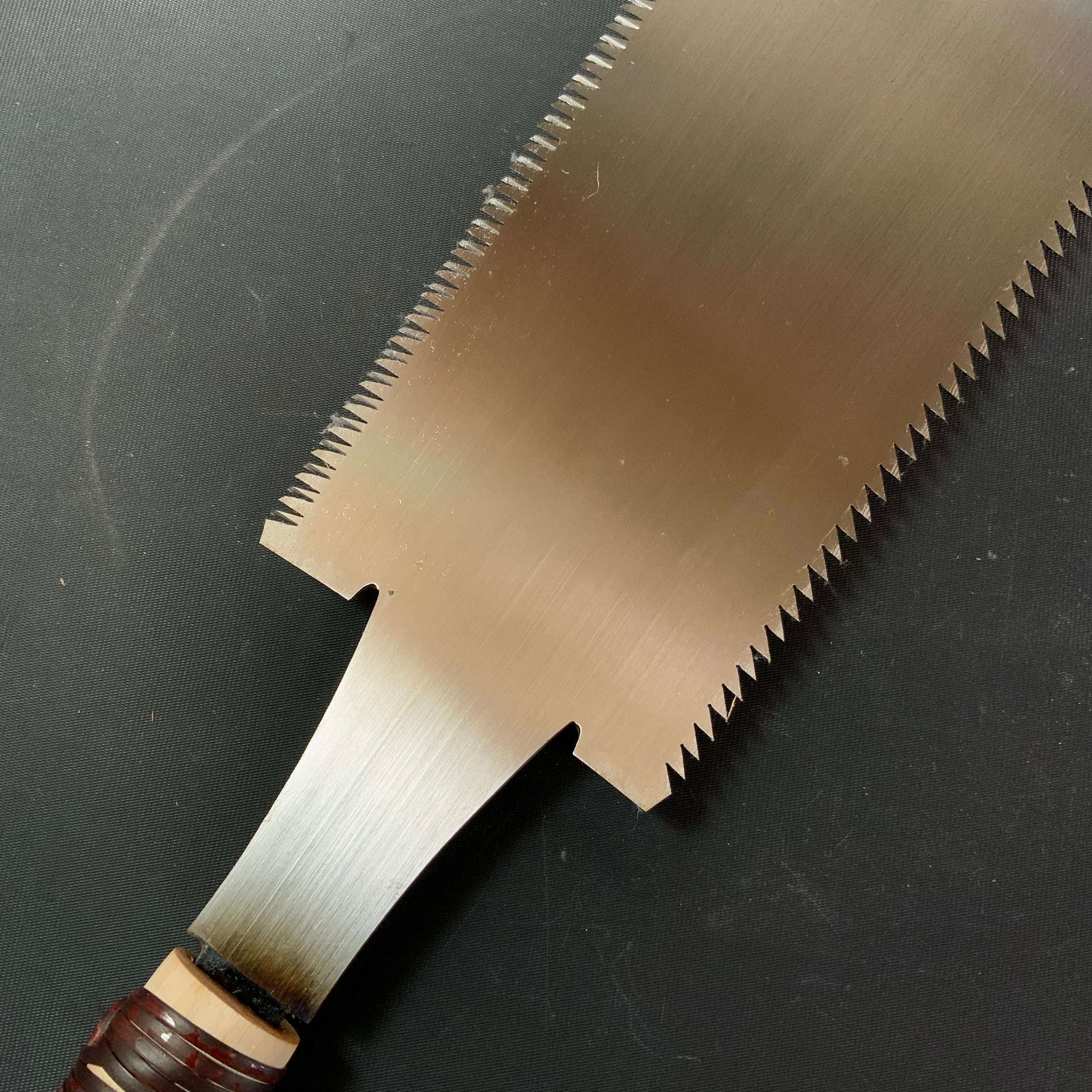 #R48 Ready to use! Old stock Double Edge Saw with Eddy Type Handles set by Kurashige 直ぐ使い 倉重栄助 目立 渦巻き柄 両刃鋸 280mm