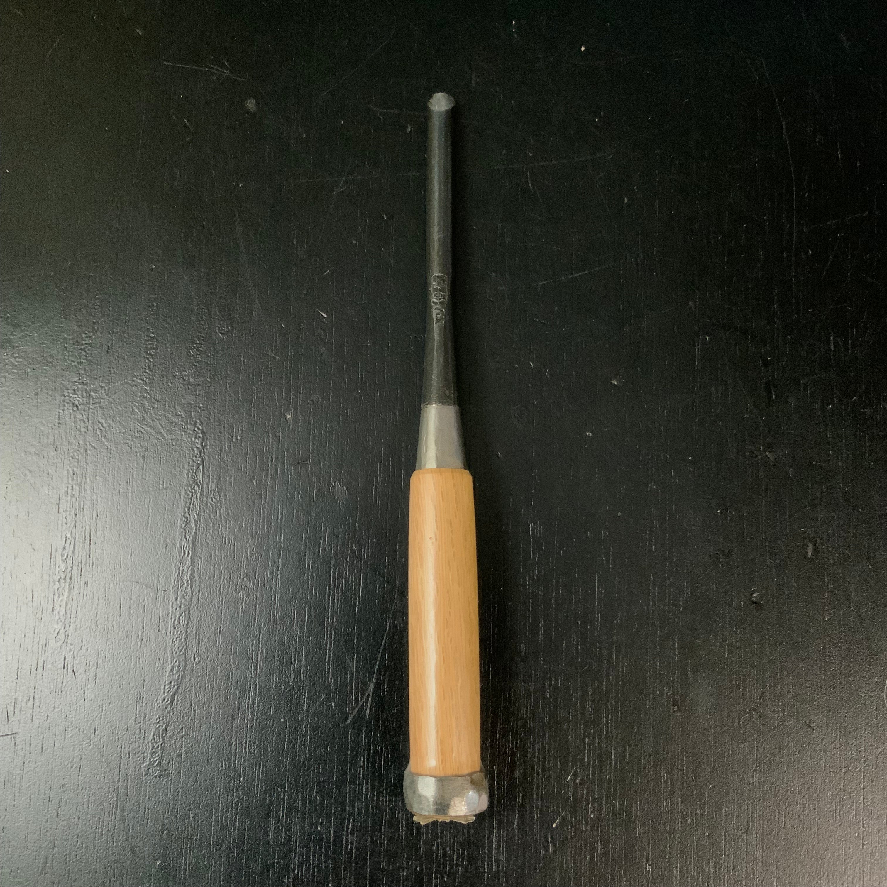 Tasai Special carving chisel with blackwood Handle 田斎作 追入内丸鑿 白樫柄 9mm uchimaru