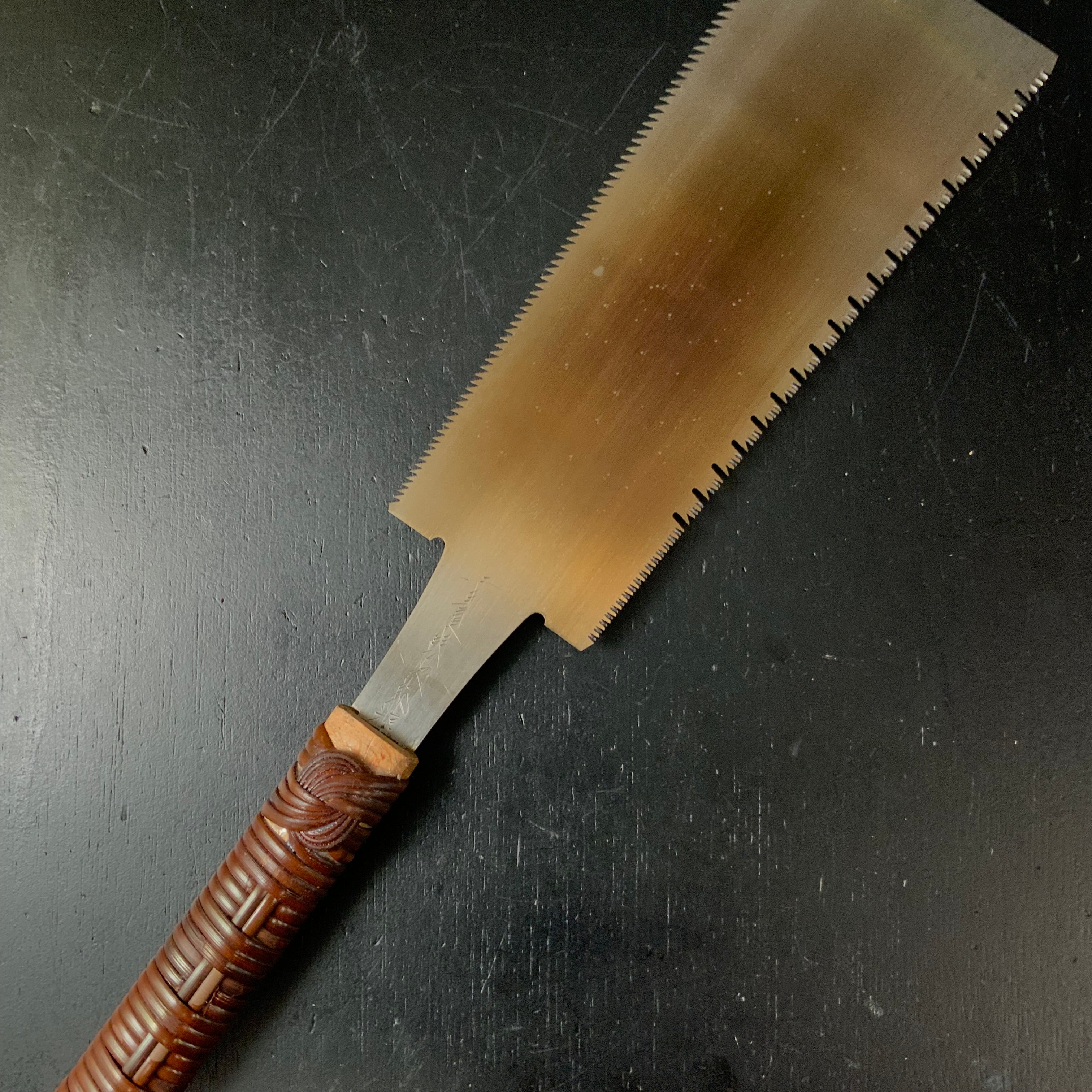 #204 Nagakatsu Double Edge Saw Eddy Type Handles set by Kurashige For Soft Wood 長勝鋸 渦巻き柄 両刃鋸 220mm