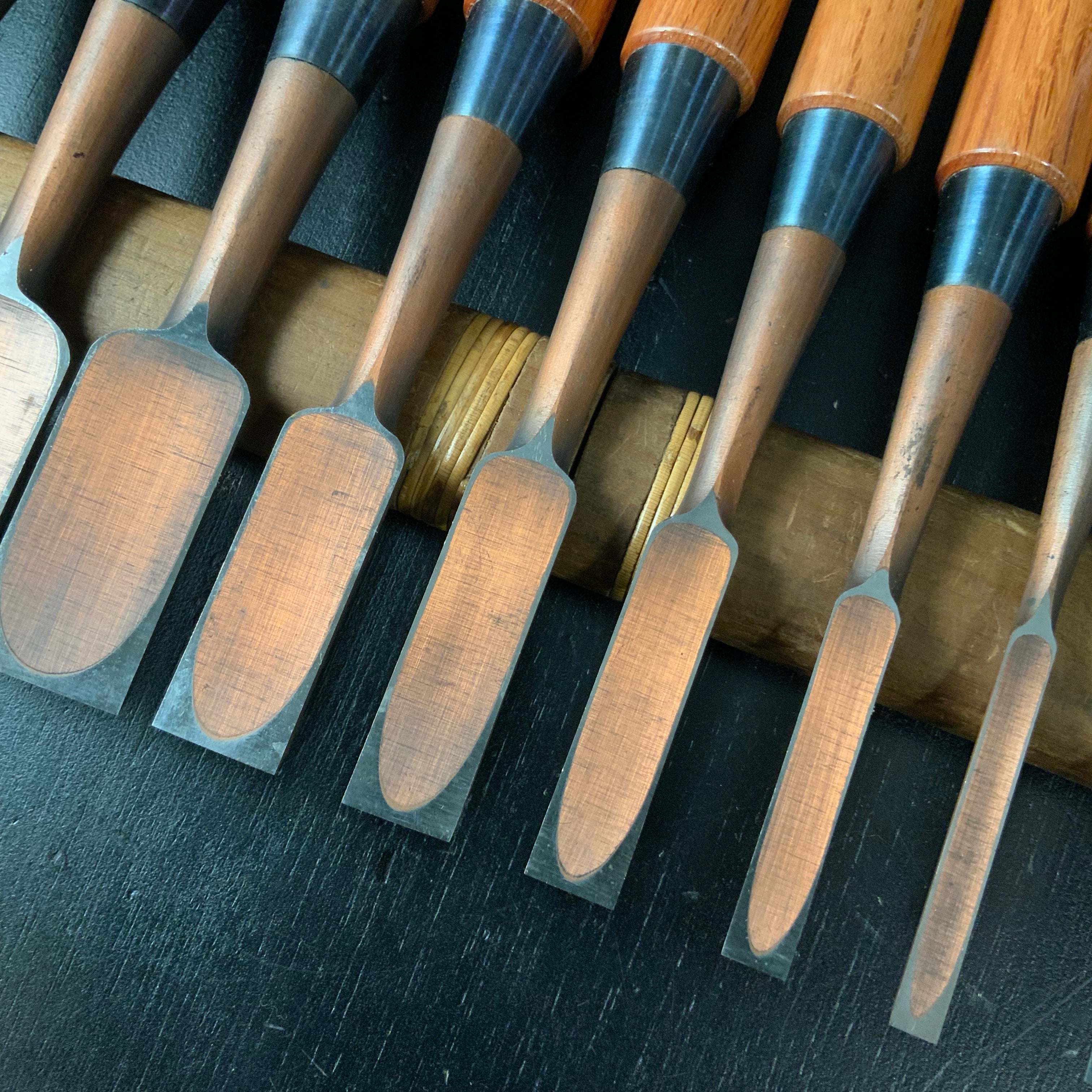 #M184 Masanori Mixed set Bench chisels set for beginner by unknown smith 正則 バラ鑿合わせ 初心者におすすめ 追入組鑿作者不明