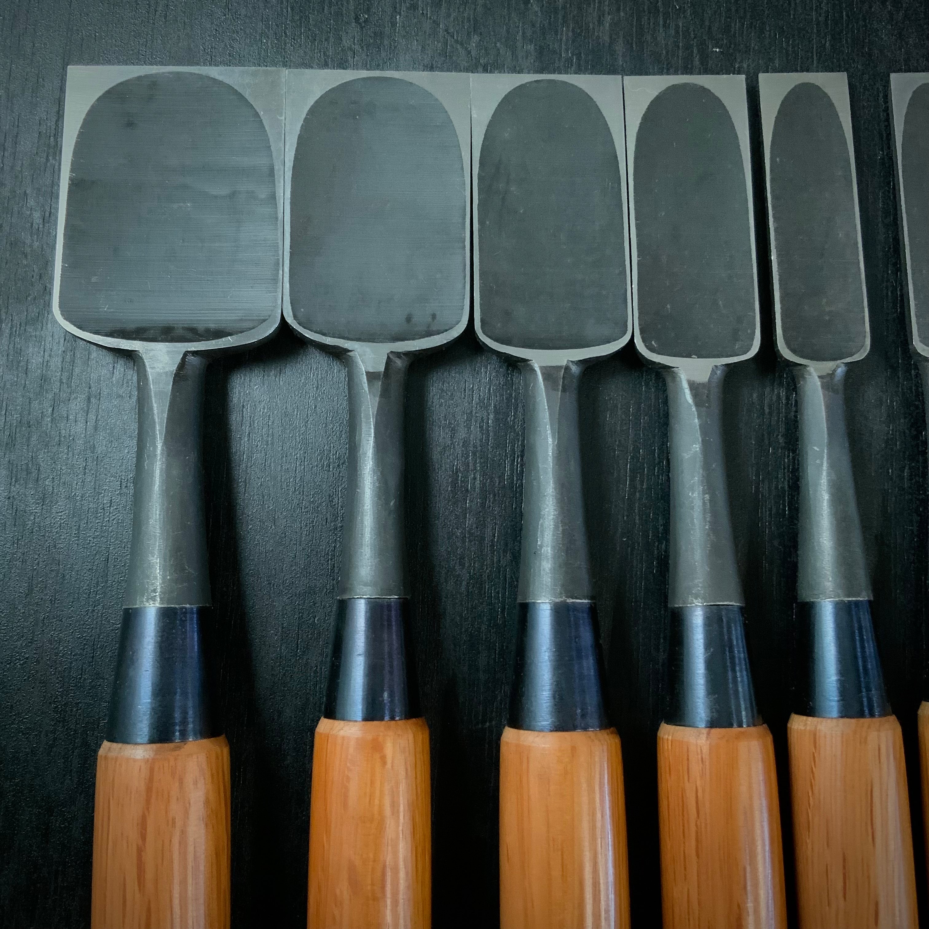 Sukemaru Bench chisels set by Usui Yoshio with Red oak handle 四代助丸 碓氷淑郎 追入組鑿 赤樫柄