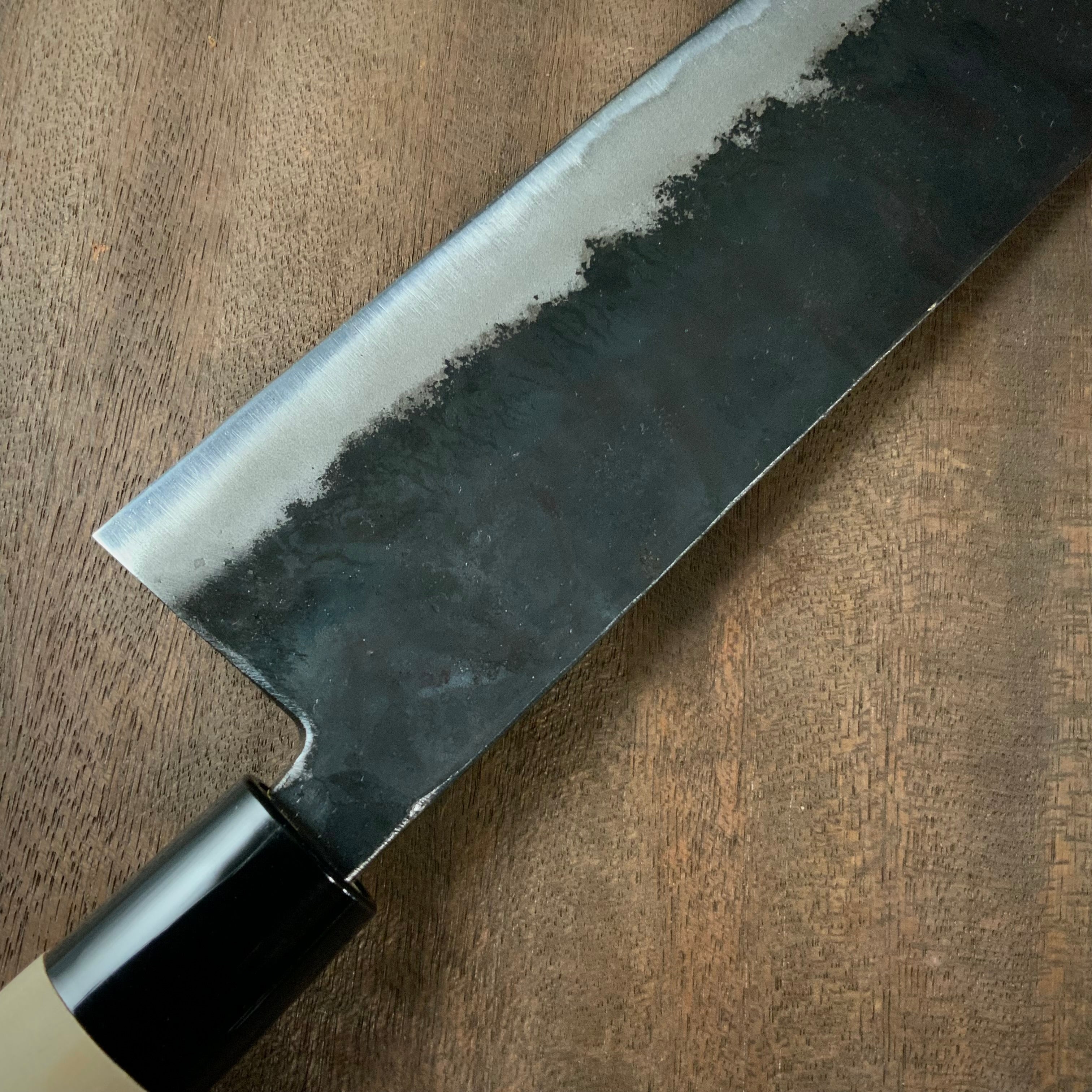 Toufuku Kurouchi Nakiri Hocho 東福作 黒打 菜切包丁(幅広)青紙付 165mm