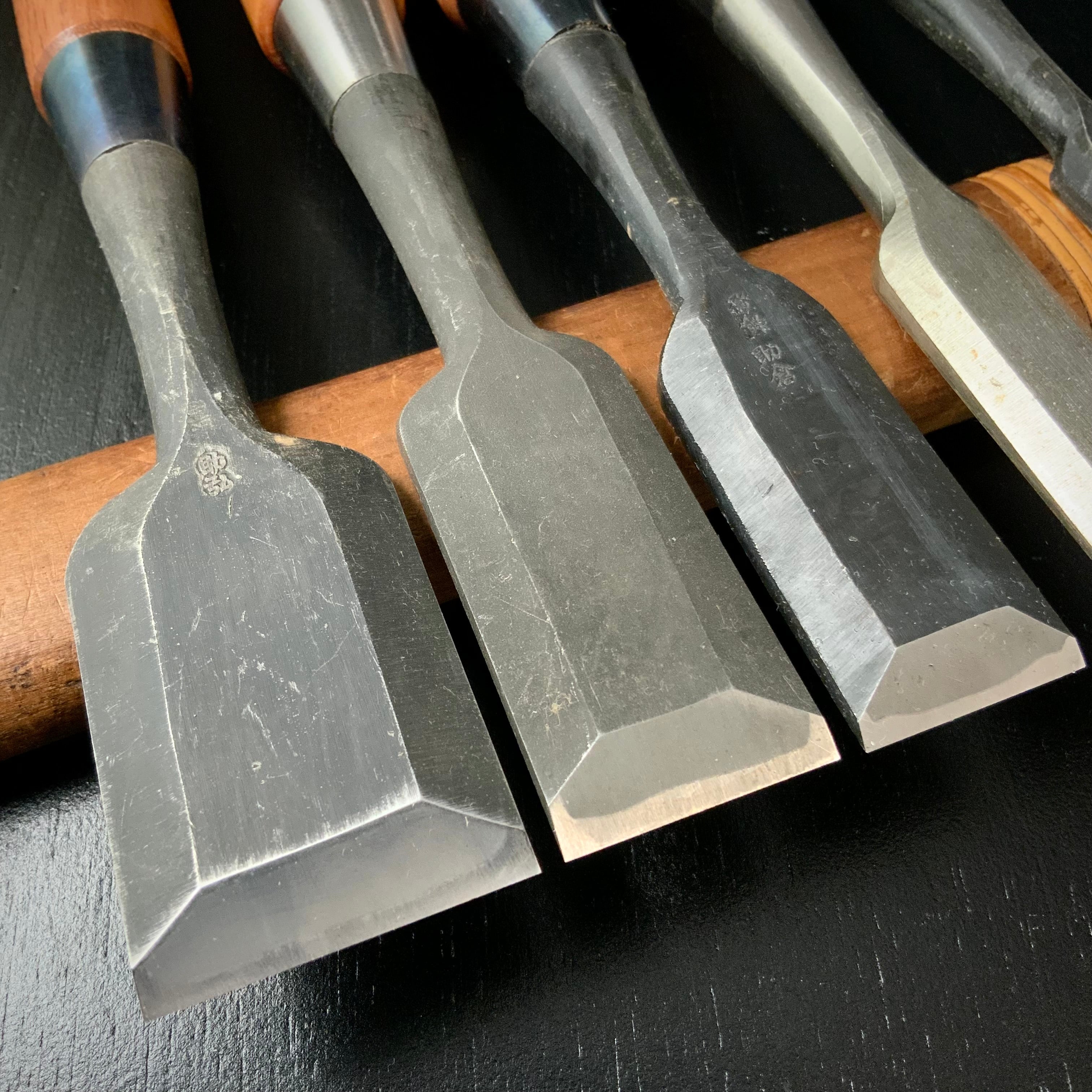 #M168 Mixed Bench chisels set by unknown バラ鑿合わせ 追入組鑿 5本組 作者不明