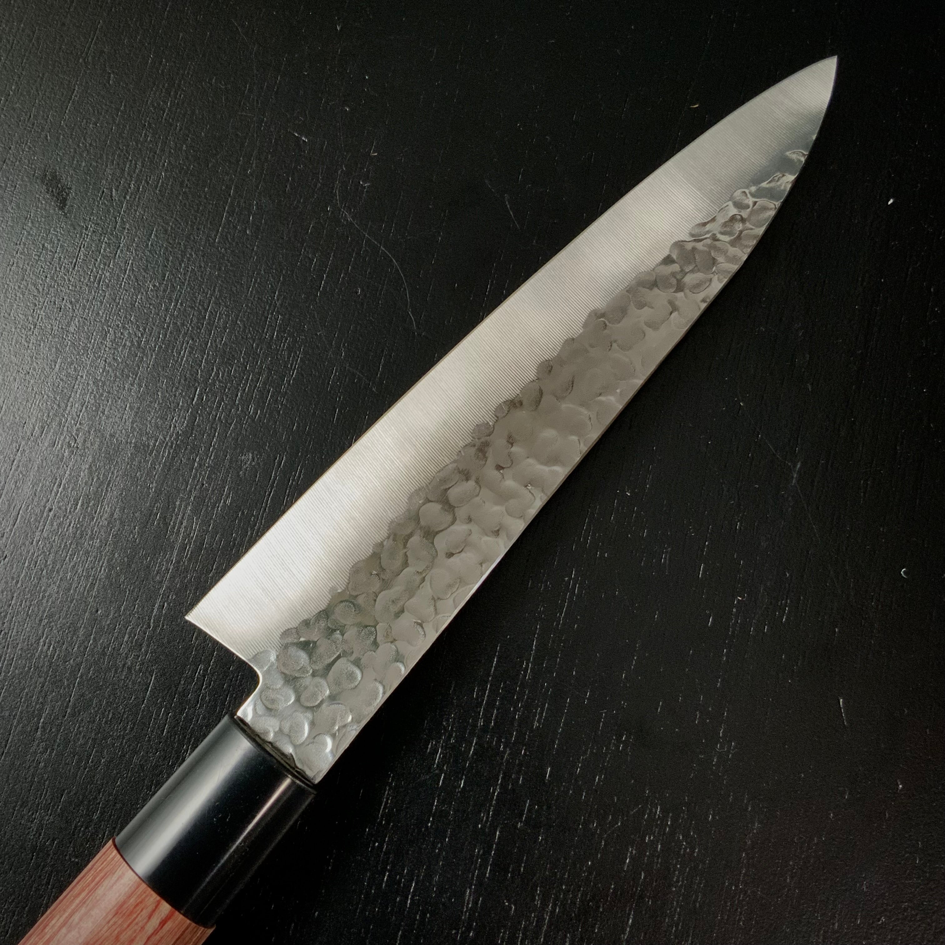 Houei INOX Chef knife Gyuto brown plywood with rounded edges / 豊榮 INOX 鎚目 茶合板丸柄 牛刀 180mm