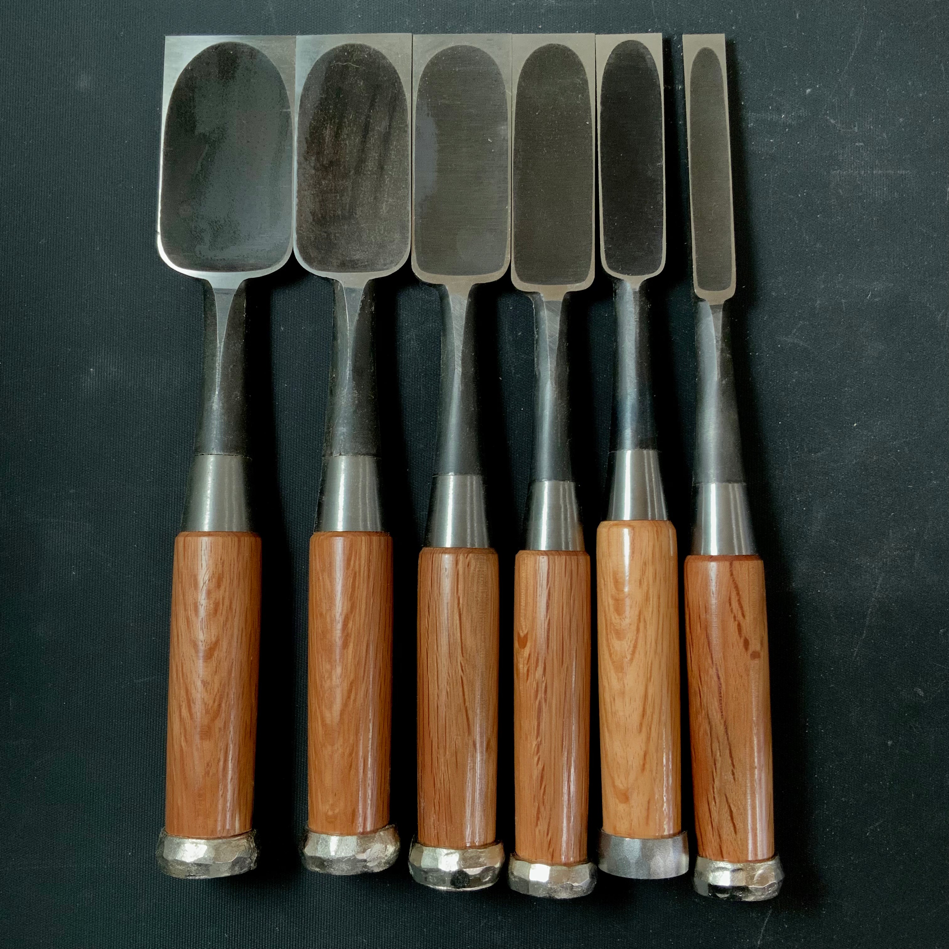Koshitaka Timber chisels set with White Steel 越孝 厚鑿 6本組 Atsunomi
