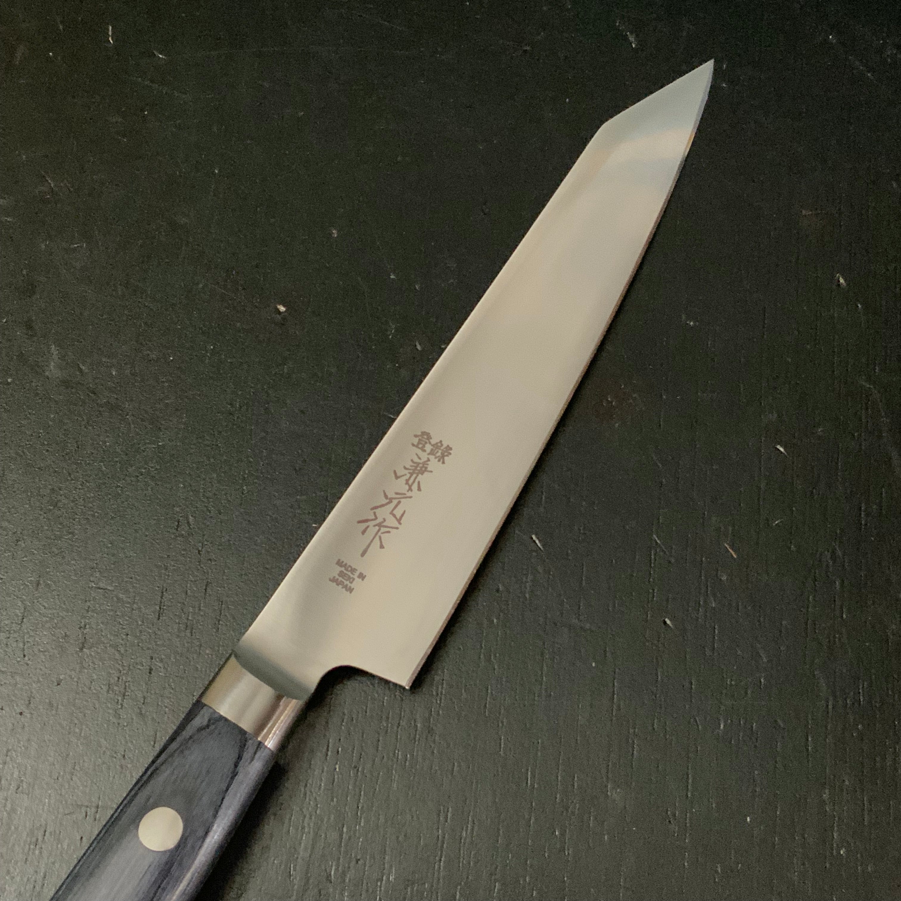 Kanemoto Kiritsuke Petit knife with molybdenum steel blue plywood 兼元作 モリブデン鋼 切付ペティナイフ 青合板 145mm