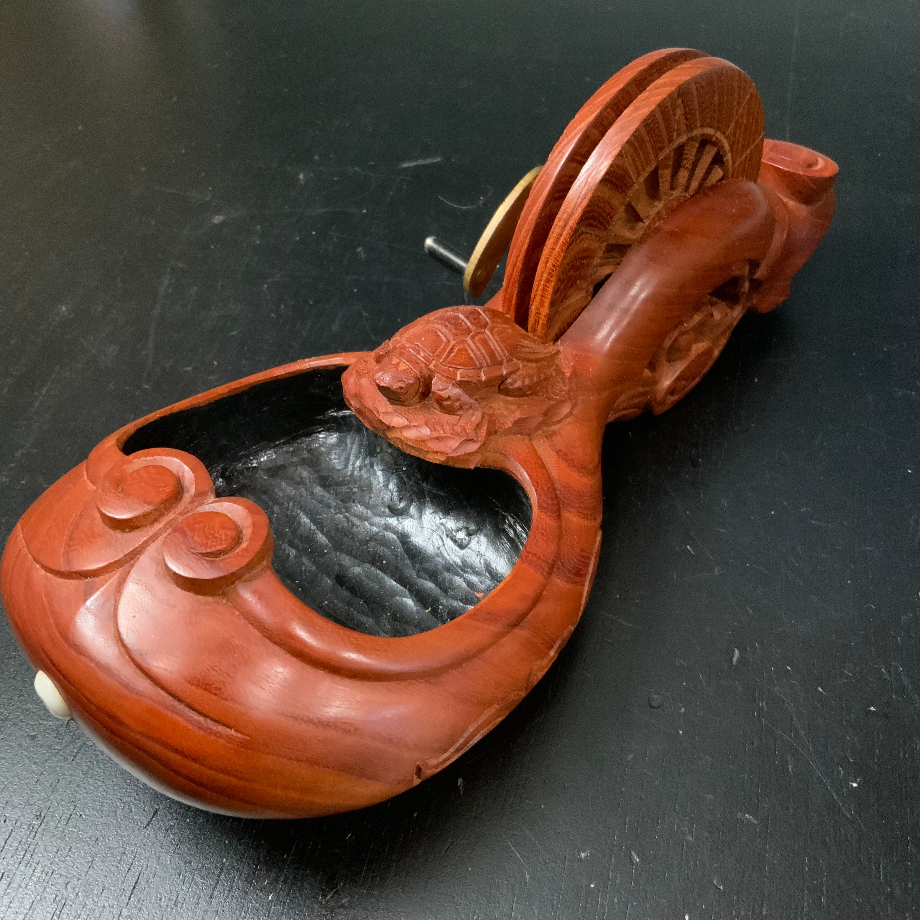 #ST53 Japanese Carpenter Ink Pot Traditional Measuring Tools Sumitsubo by Tsuboaki 坪昭作 墨壺 欅 255mm