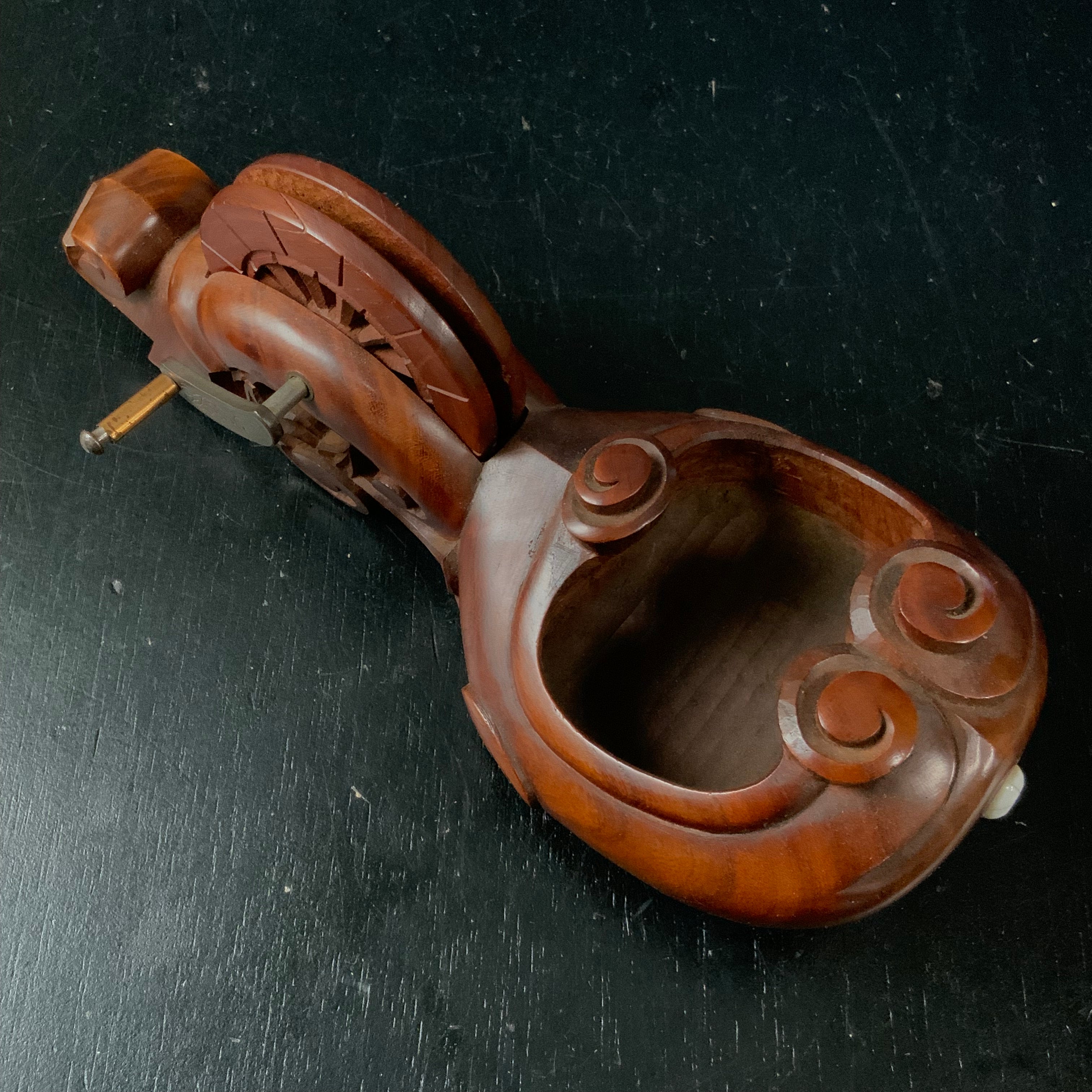 #ST56 Japanese Carpenter Ink Pot Traditional Measuring Tools Sumitsubo by Tsuboaki 坪昭作 墨壺 新若葉坪 神代仕上欅 210mm