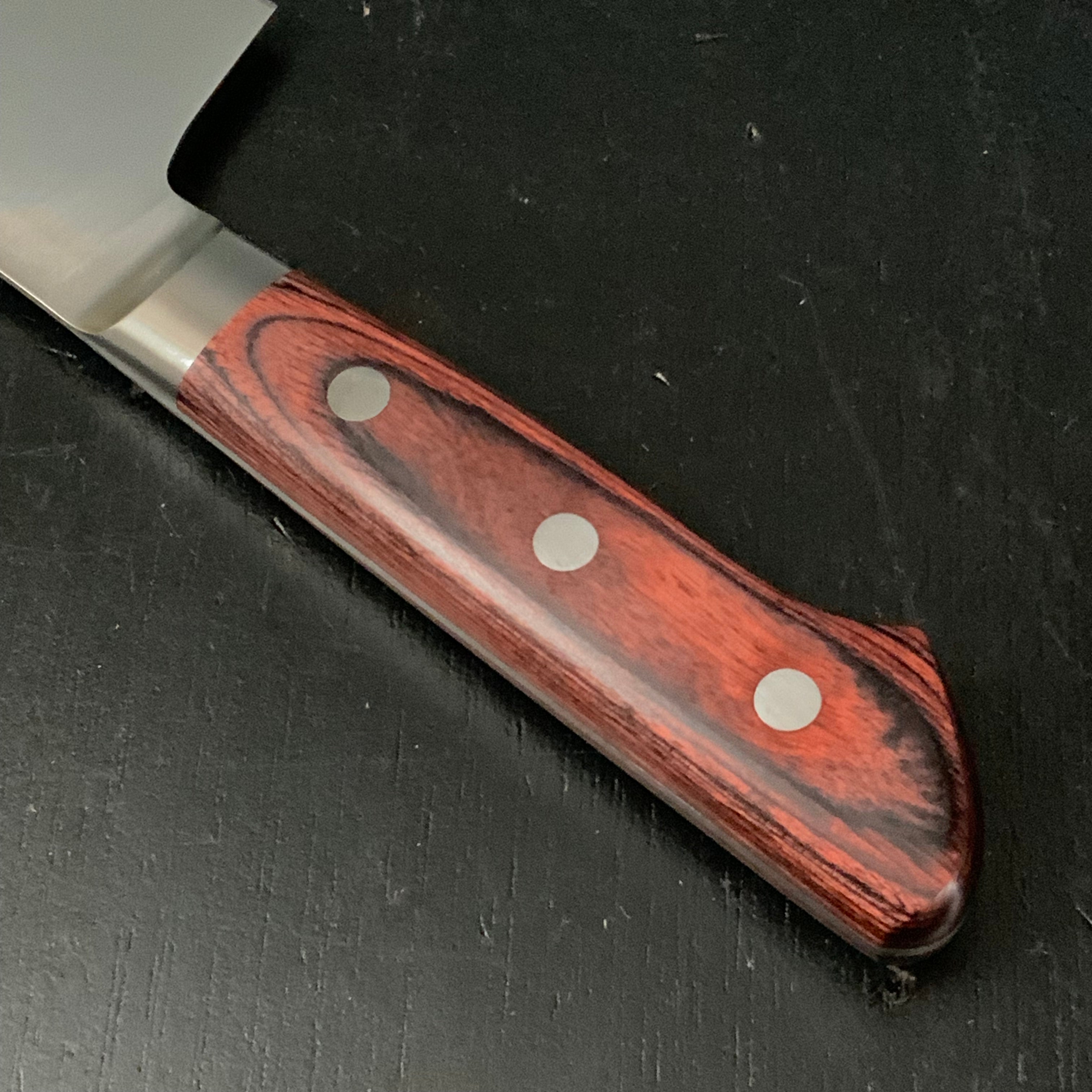 兼元作 切付三徳包丁 モリブデン鋼 マホガニ柄 195mm Kanemoto Kiritsuke Santoku with molybdenum steel Mahogany pattern